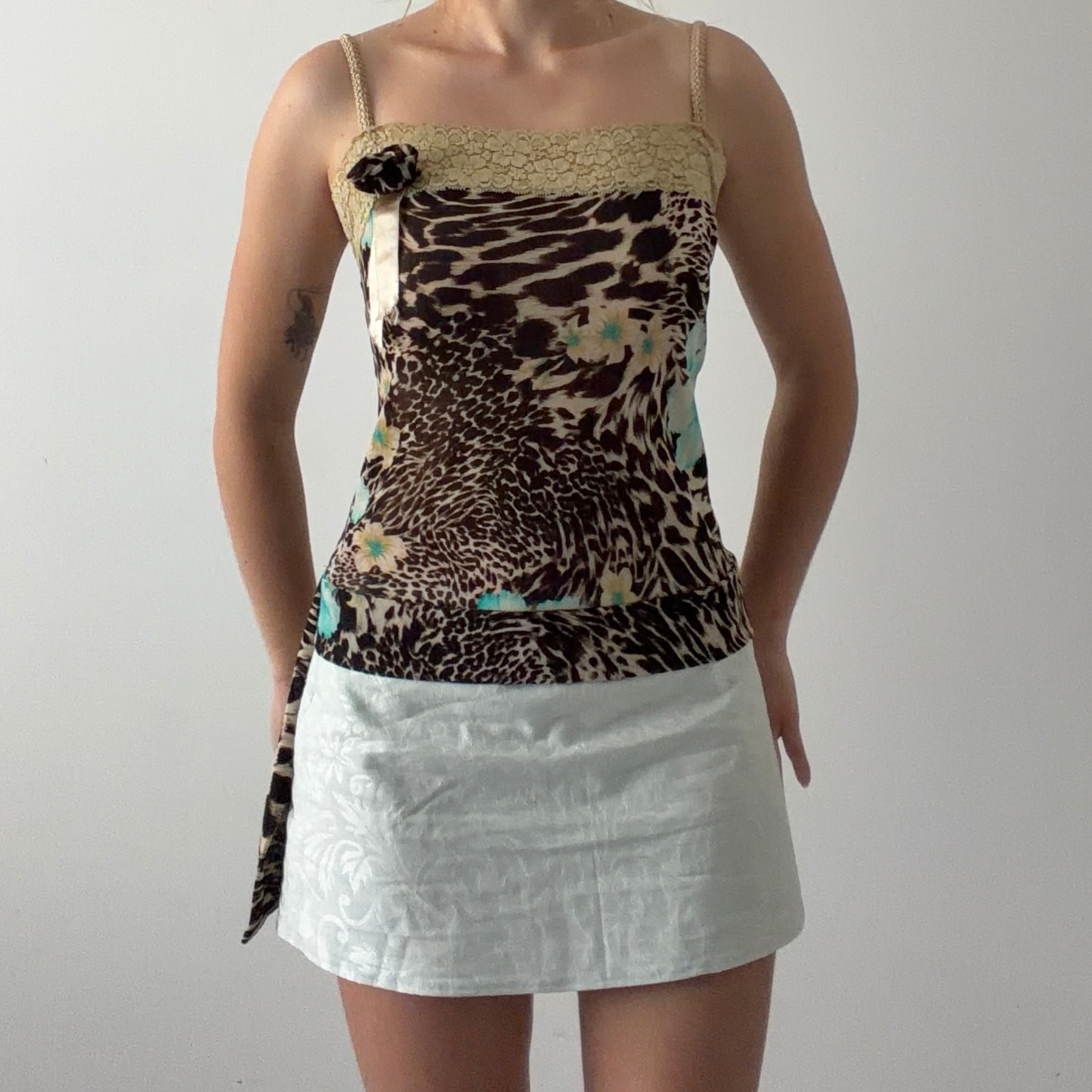 Leopard Print Mesh Cami | L