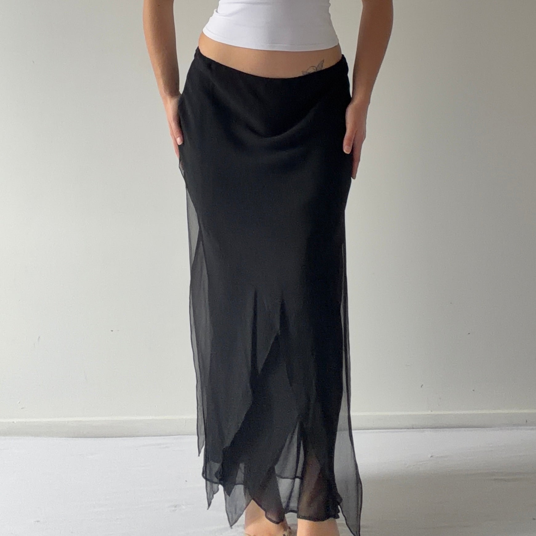 Cattina Silk Asymmetric Maxi Skirt | 6-8