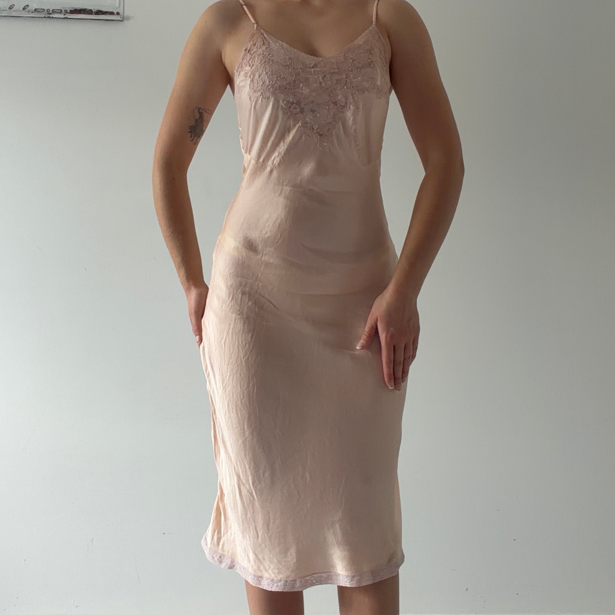 30s Barbara Lee Silk Midi Slip Dress | XS