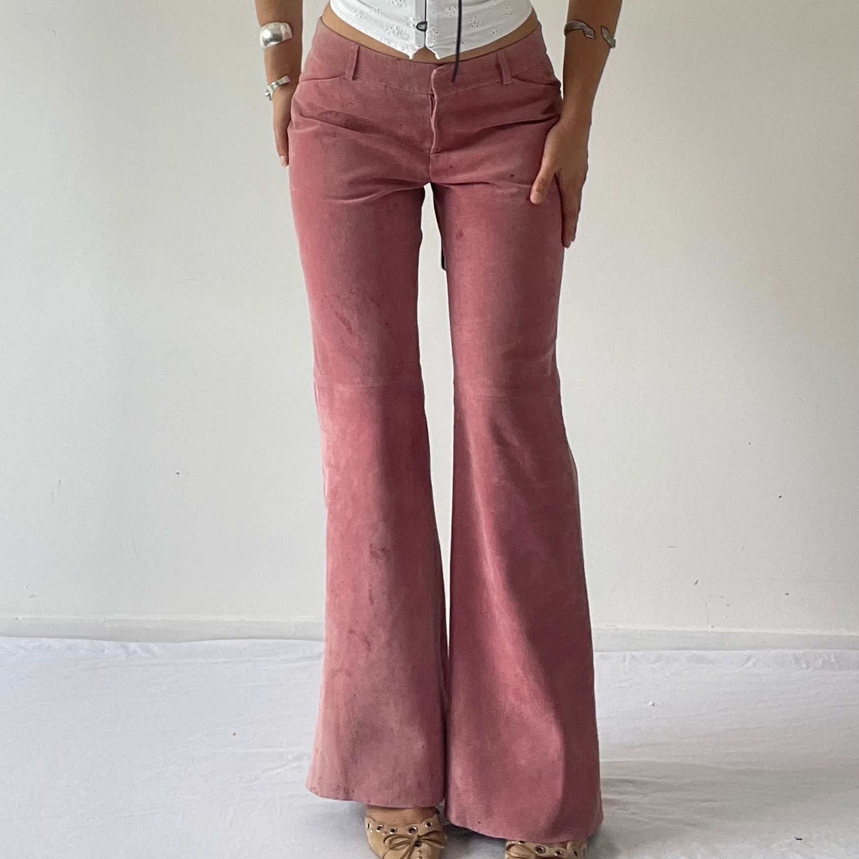 Moda International Suede Low Rise Flares | XS