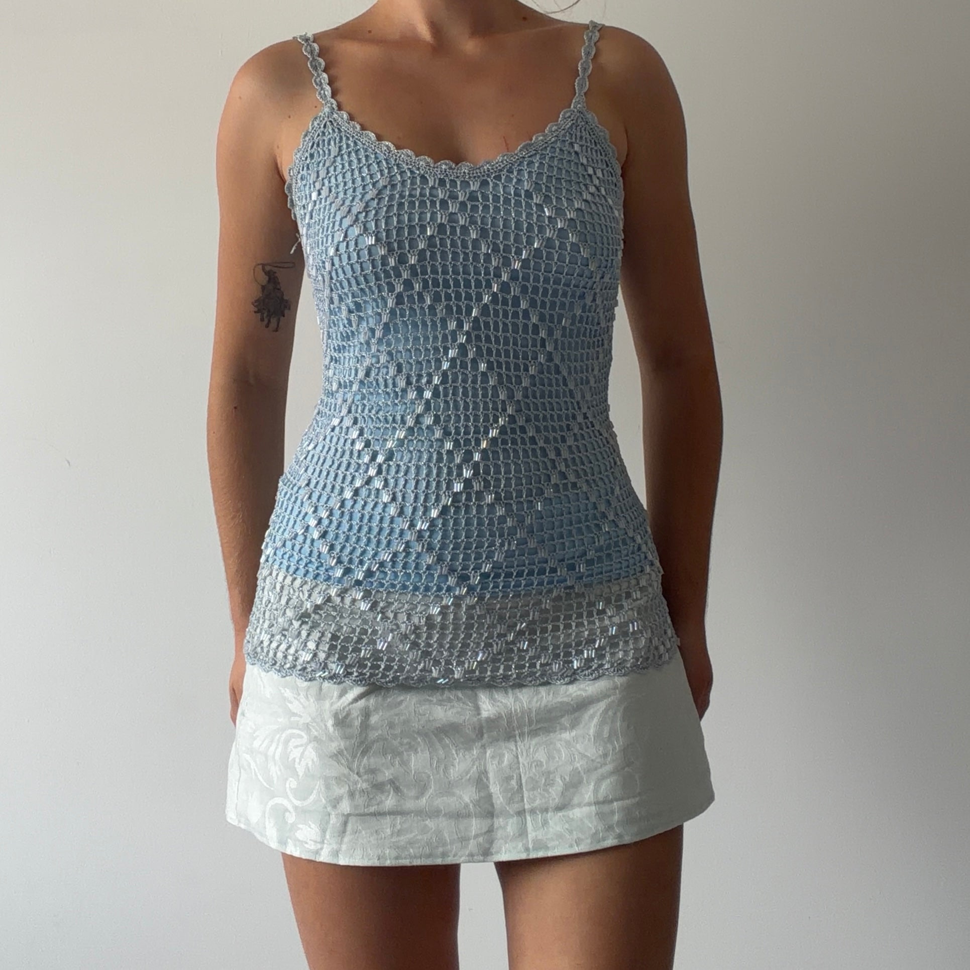 Pagani Beaded Crochet Top | M