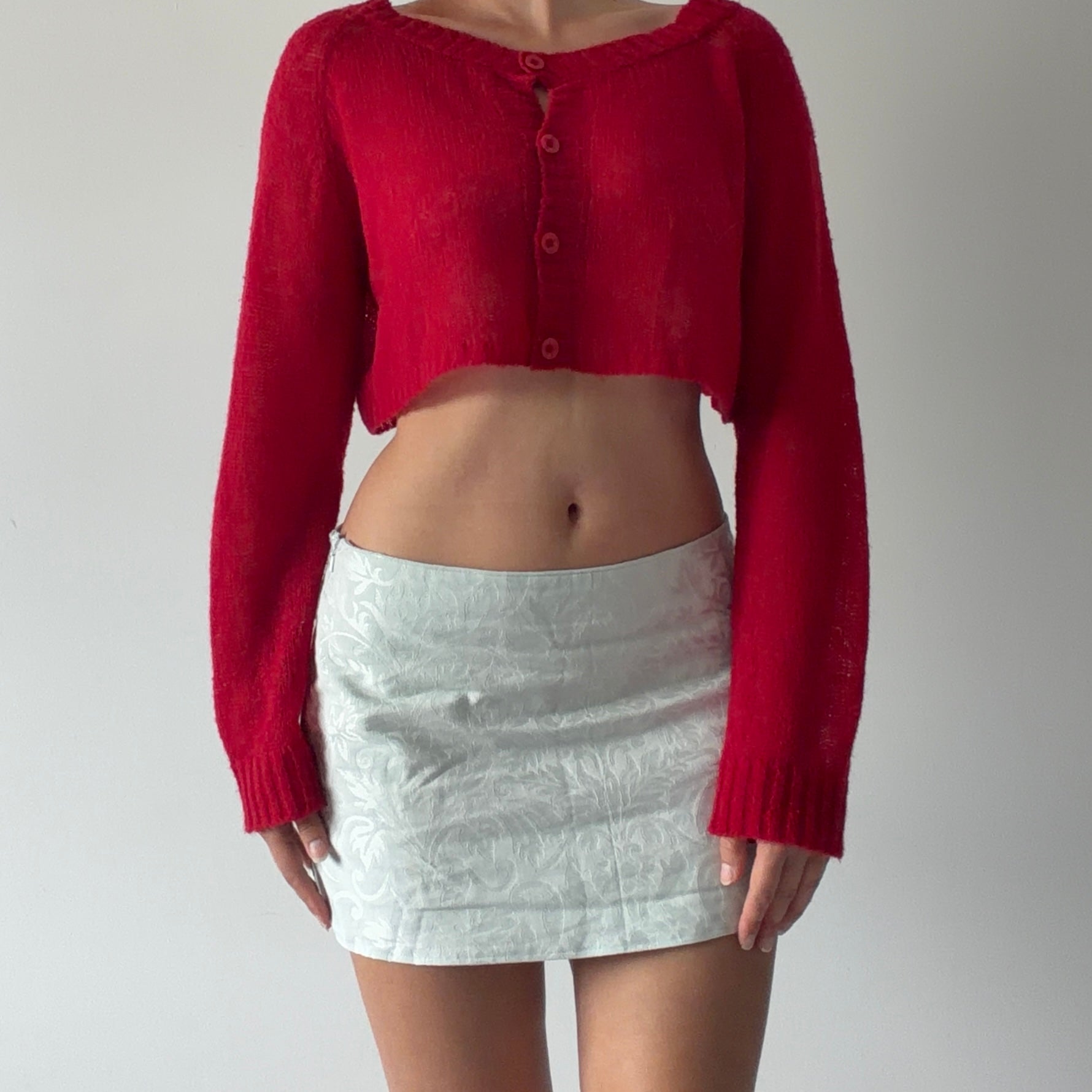90s Spiral Cropped Cardigan | 8-10