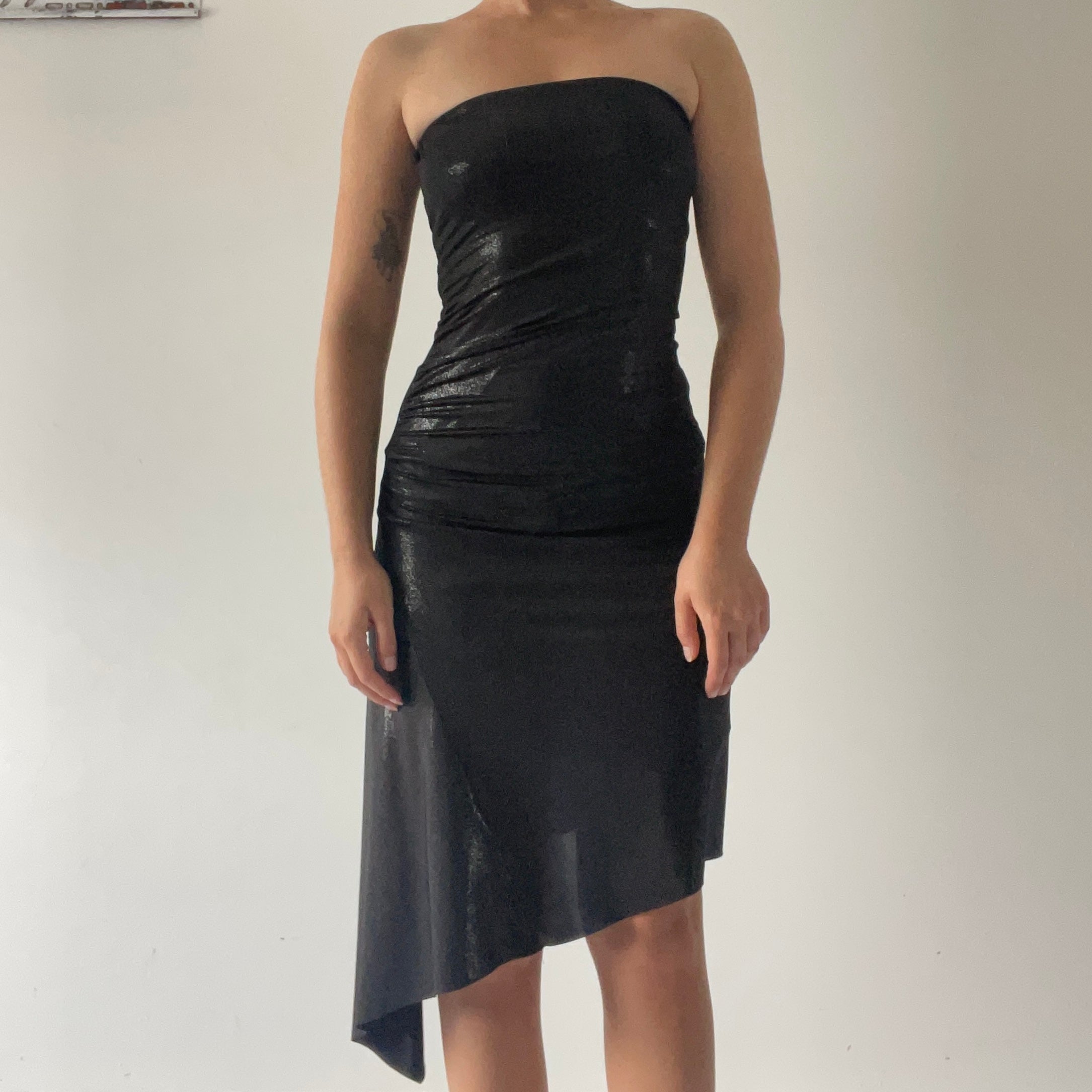 Strapless Asymmetric Midi Dress | 6-8