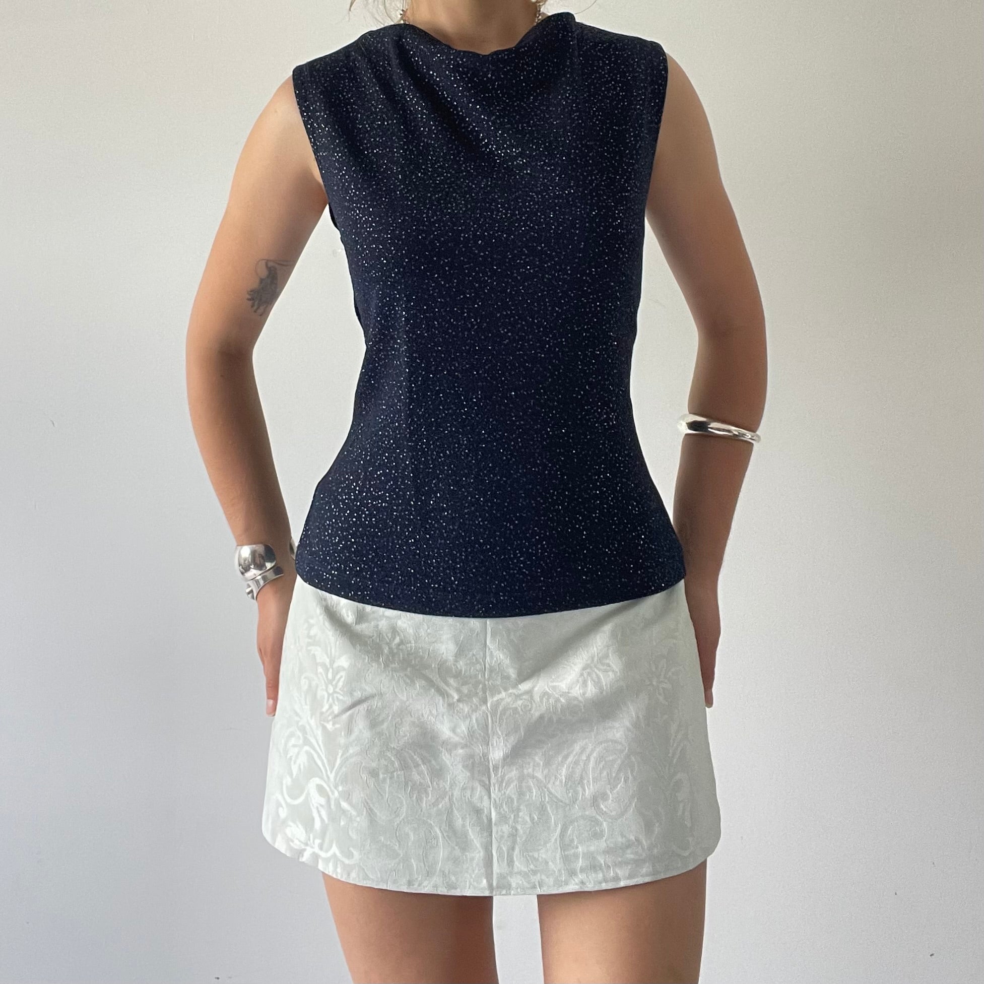 Stax Glitter Cowl Neck Tank | 10-12