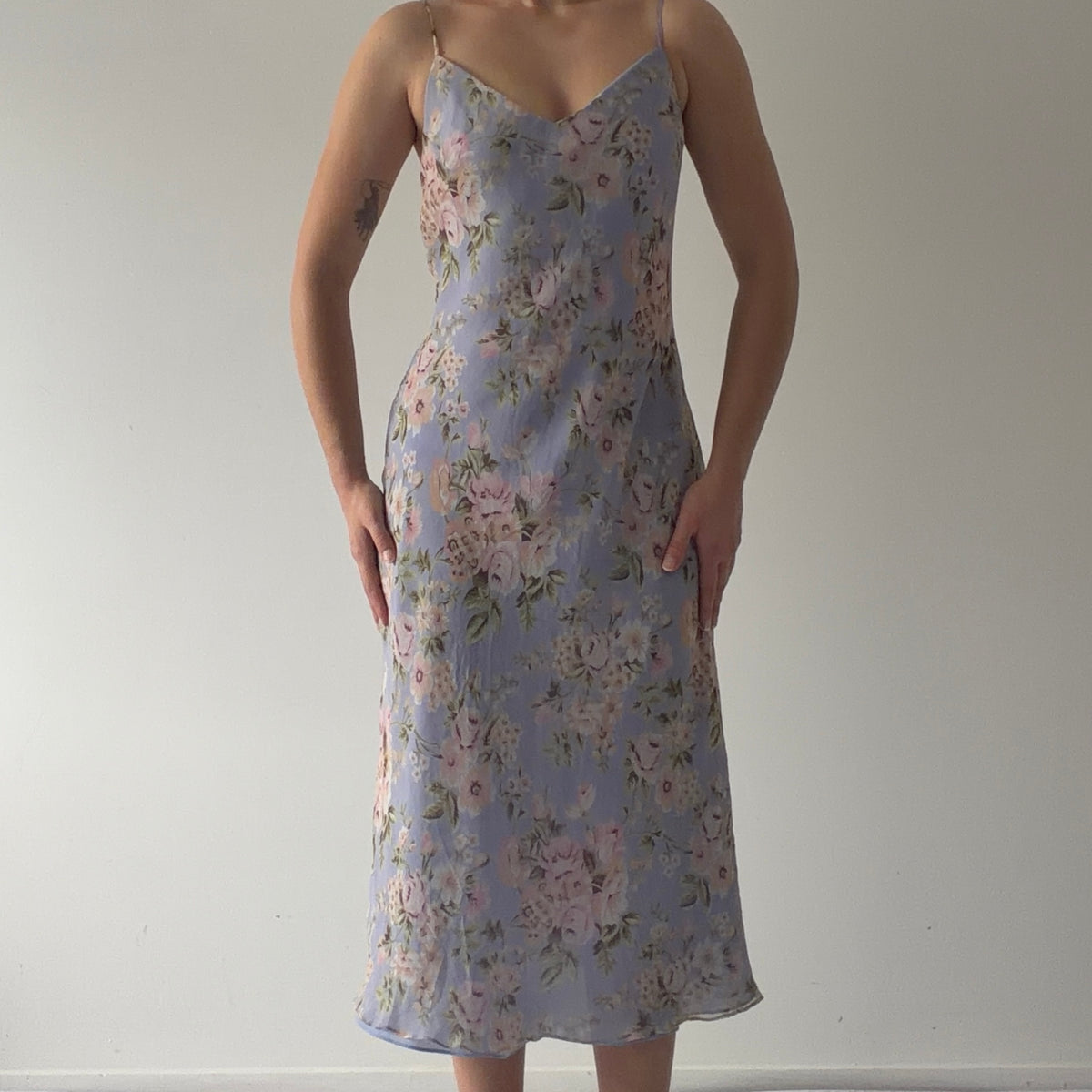 David Warren Silk Midi Dress | L