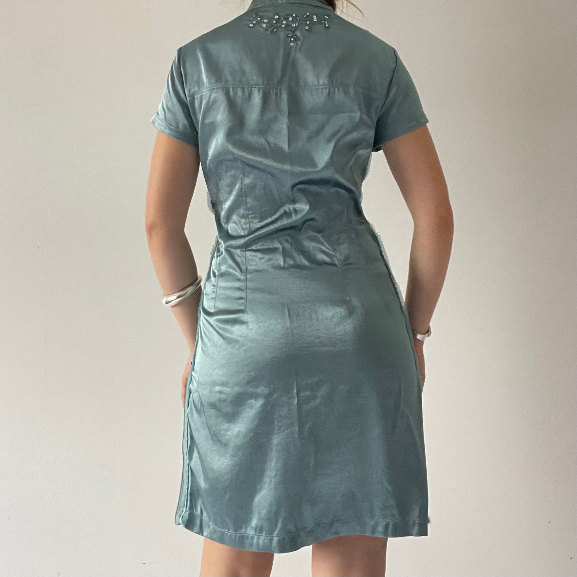 Beaded Satin Midi Dress | 10-12