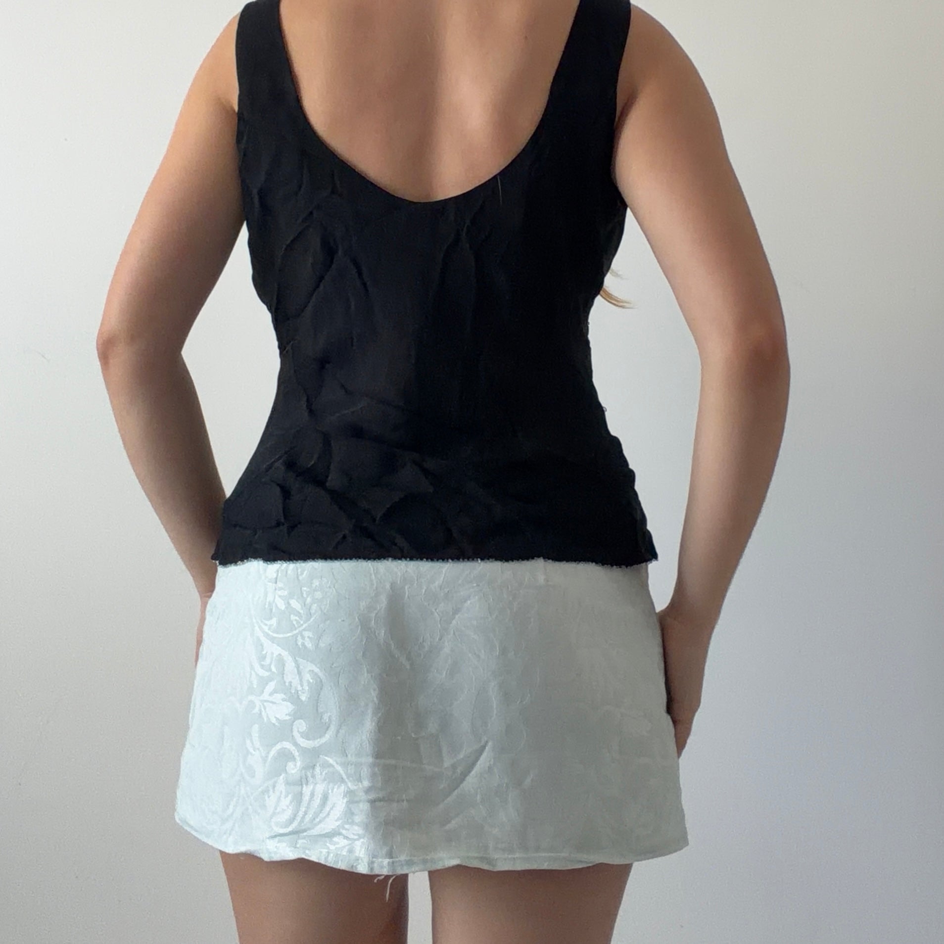 ECI Silk Beaded Cowl Top | M