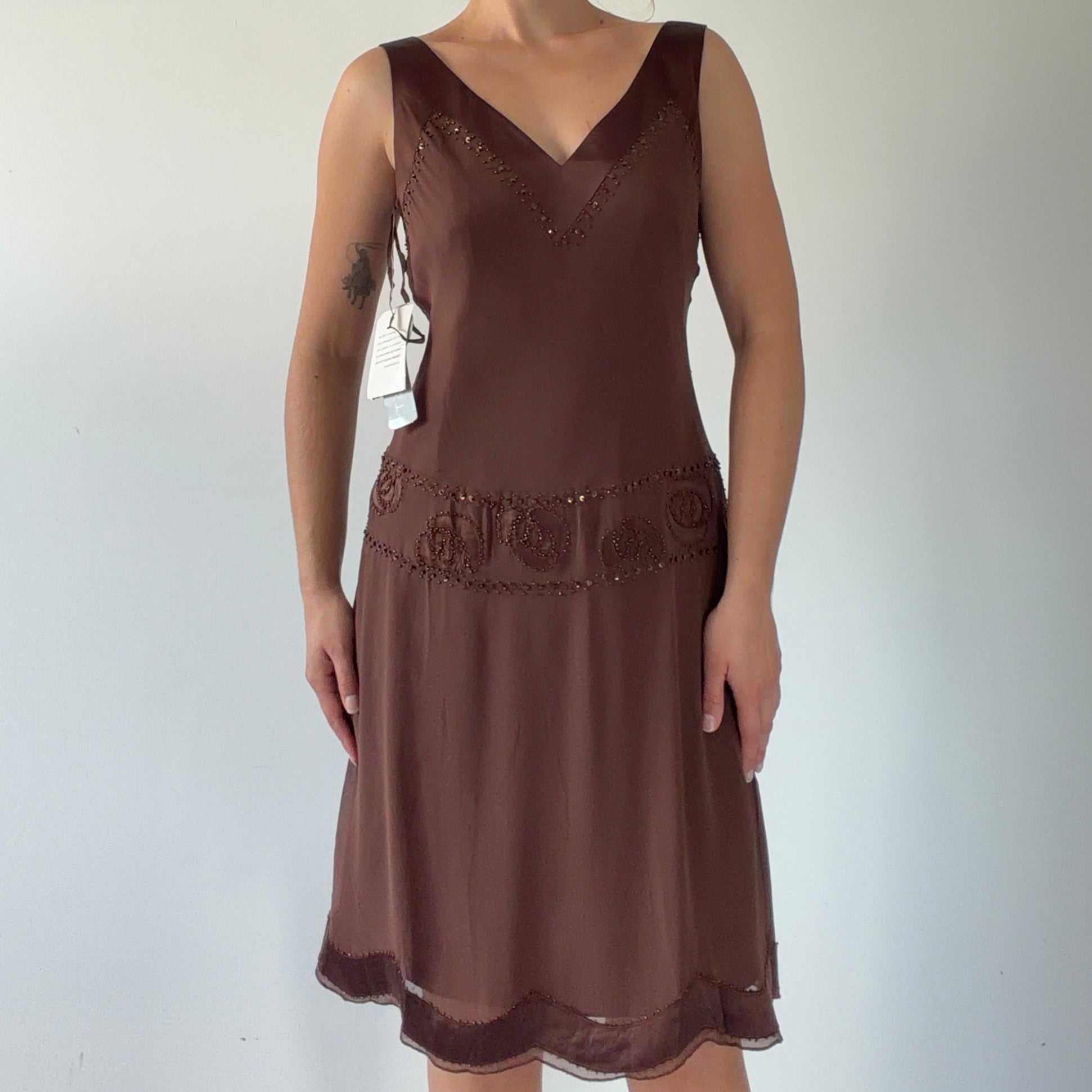 Nine West Silk Beaded Midi | M