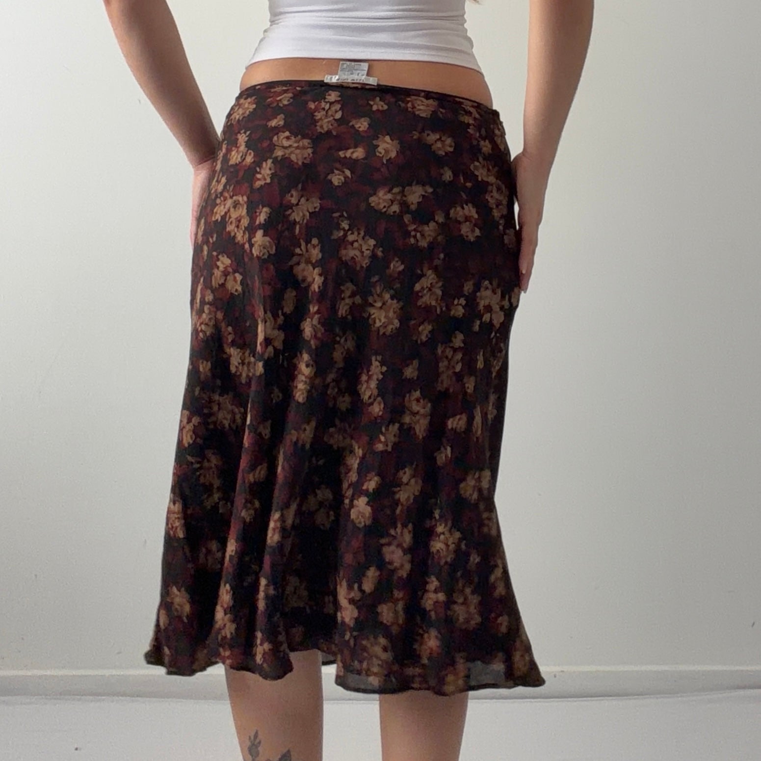 Nine West Floral Silk Midi Skirt | S