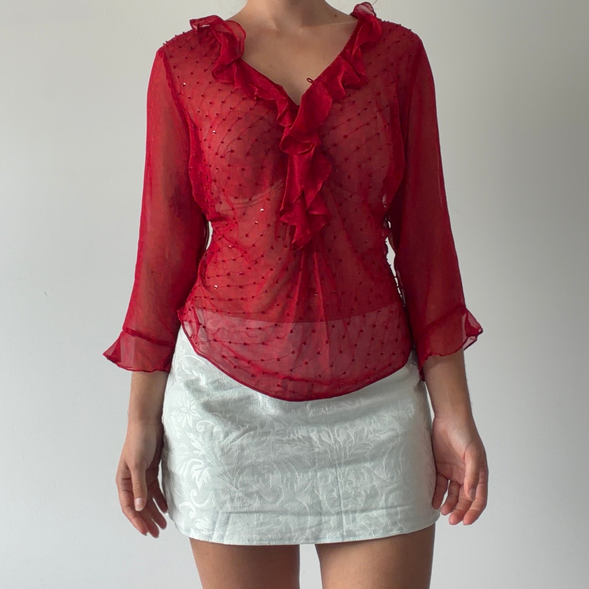 Ice Silk Ruffle Top | 10-12