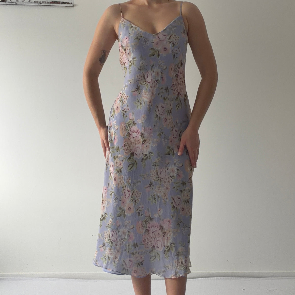 David Warren Silk Midi Dress | L