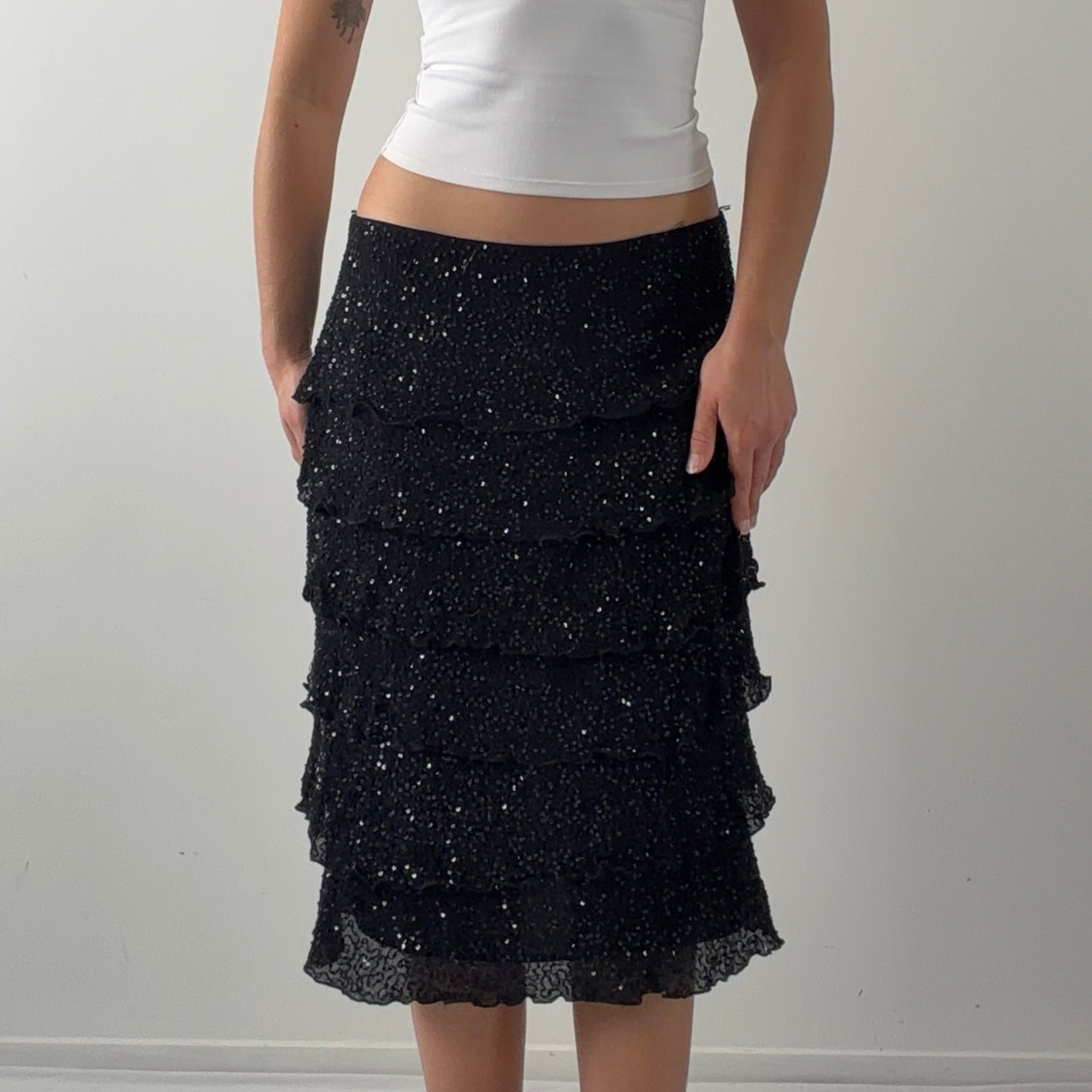 JFW Sequinned Tiered Midi Skirt | 8-12