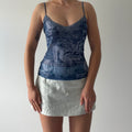 No Boundaries Denim Print Mesh Cami | L