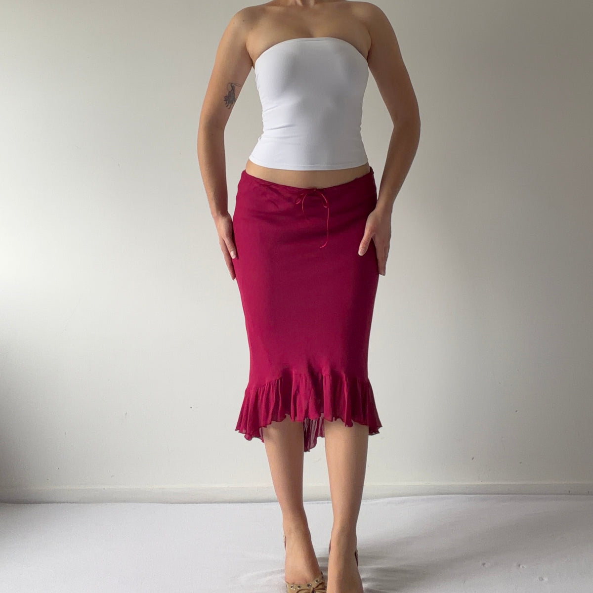 Morgan De Toi Ruffle Midi Skirt | S-M
