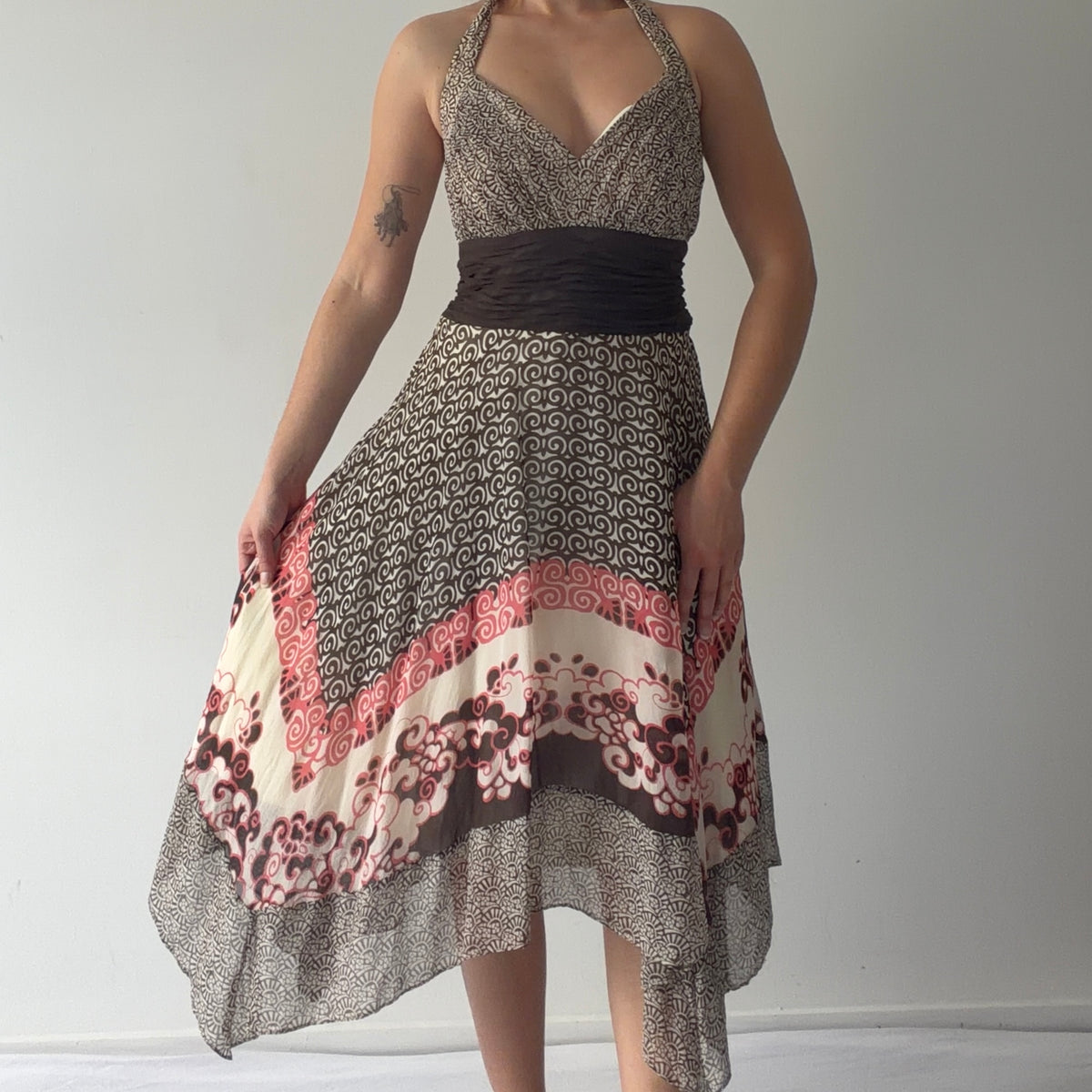 Sangria Silk Handkerchief Dress | L