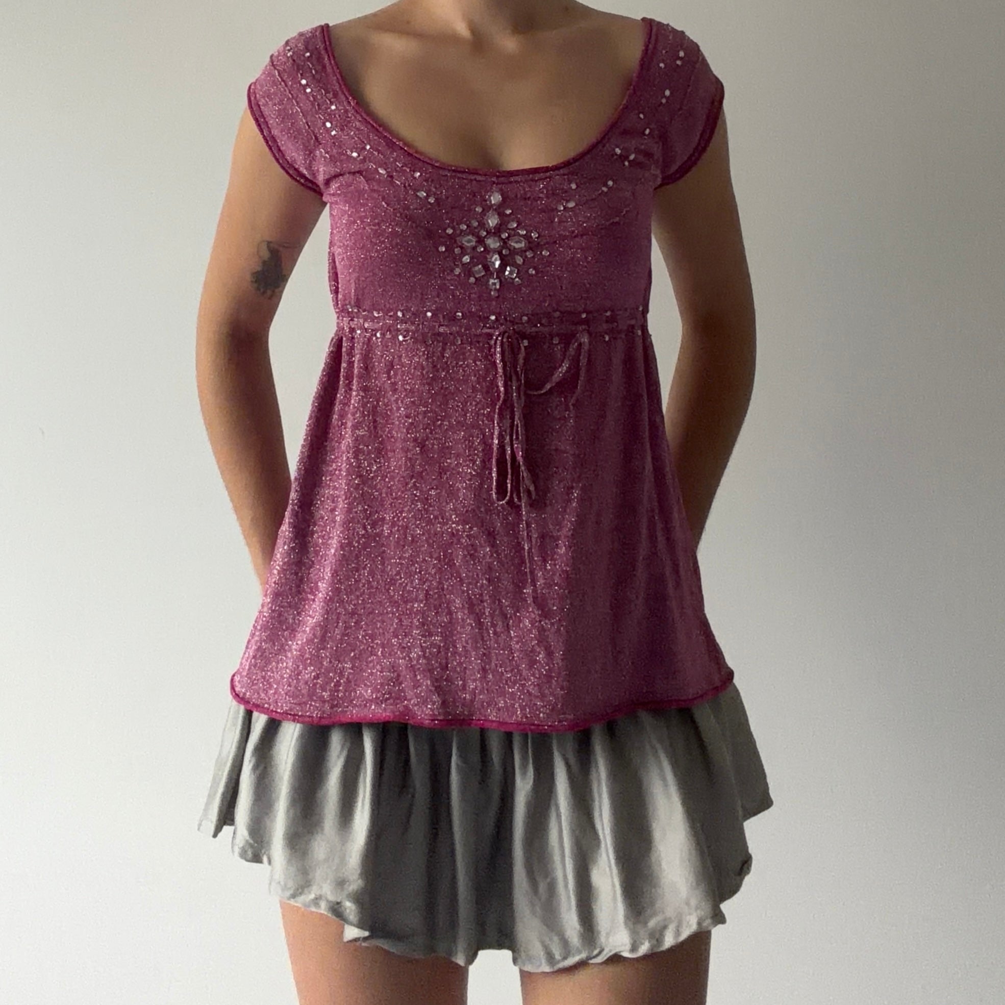 Arden B Beaded Babydoll Top | 8-10