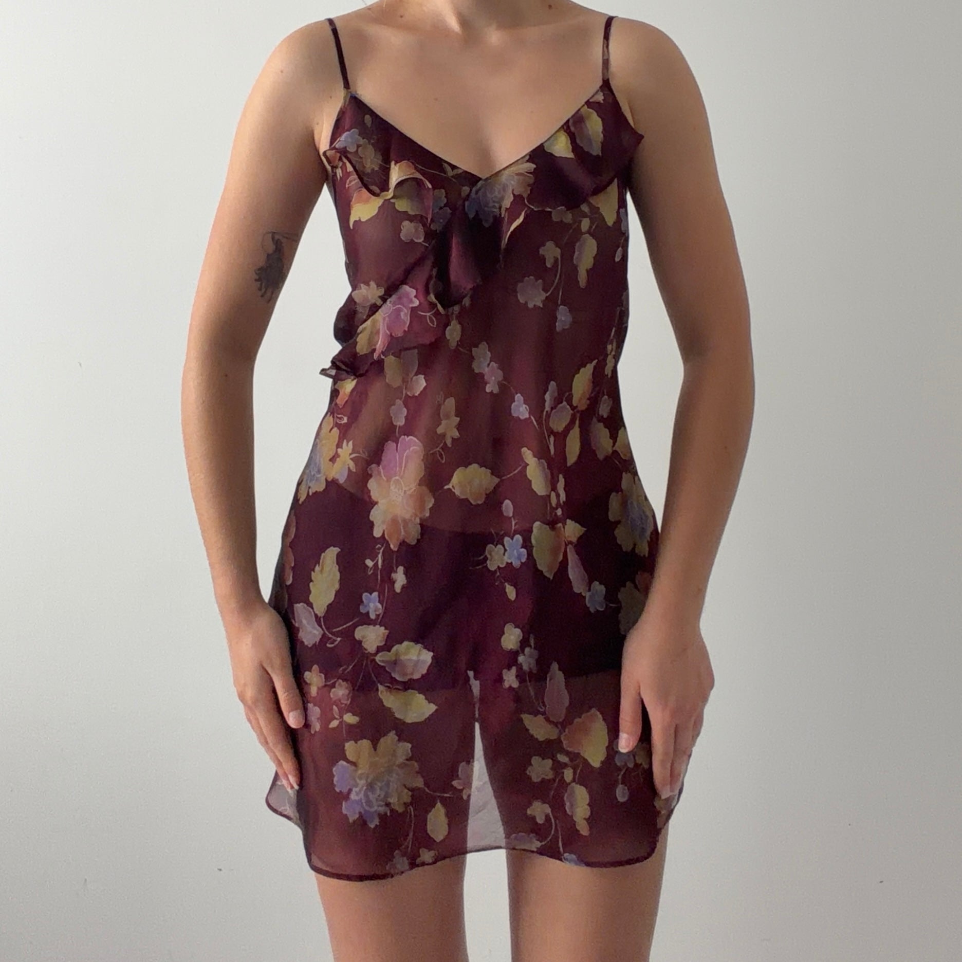 Morgan Taylor Floral Ruffle Slip Dress | M