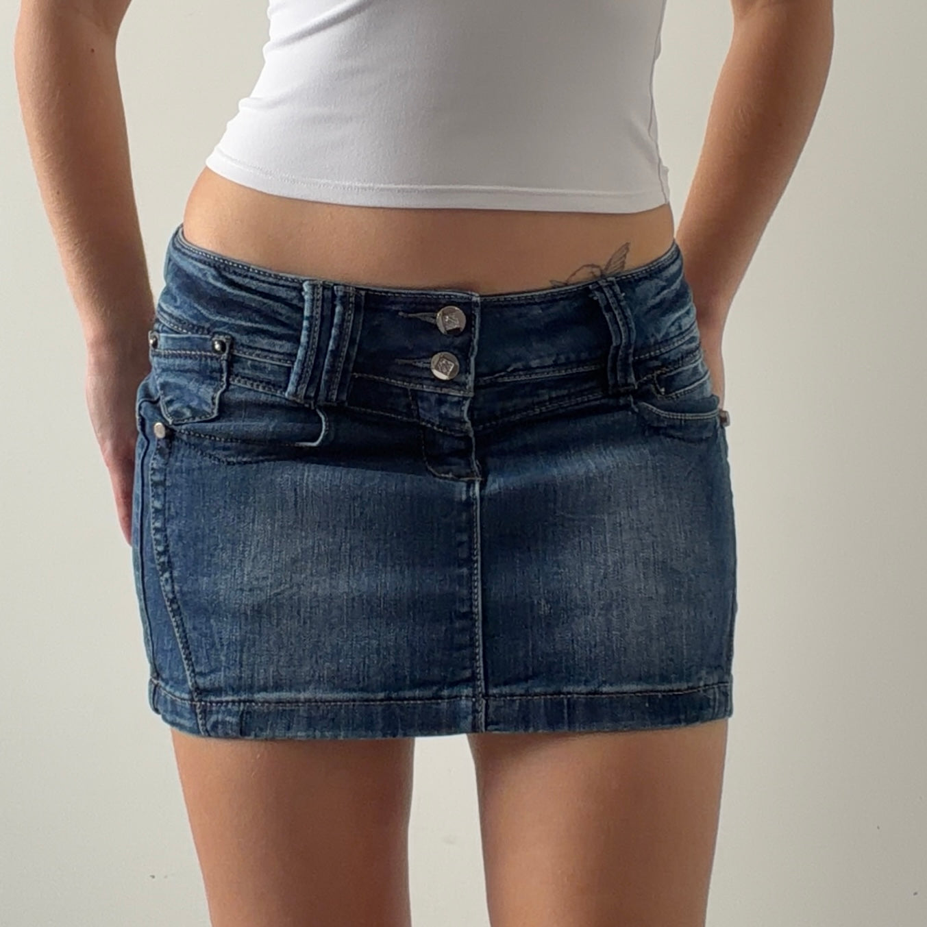 Gourd Jeans Micro Mini Denim Skirt | XS