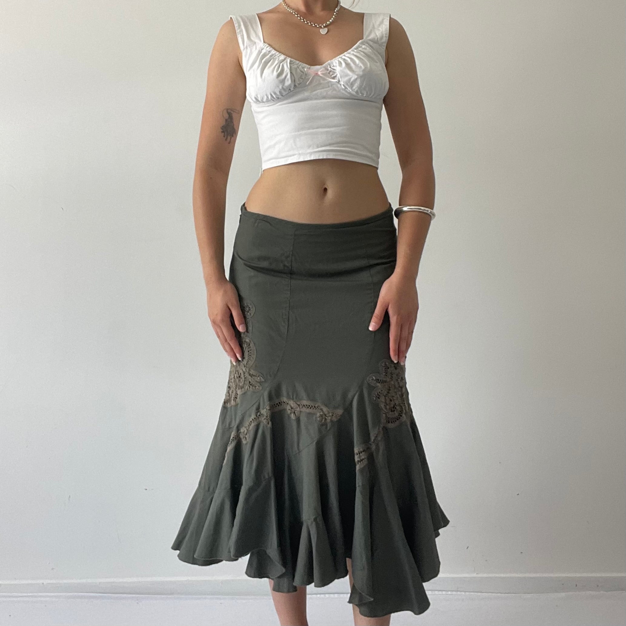 Embroidered Midi Ruffle Skirt | 6-10