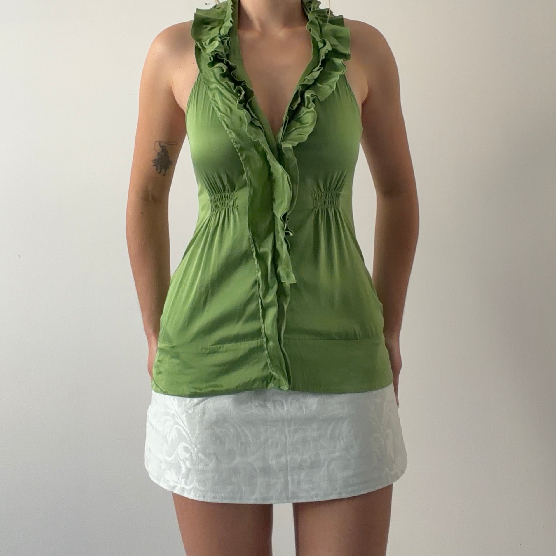 Silk Ruffle Halter Top | 6-8