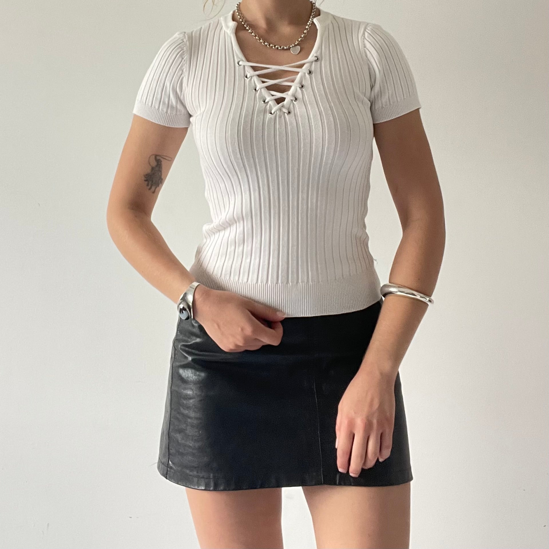 Fitted Tee Lace Up Top | 6-8