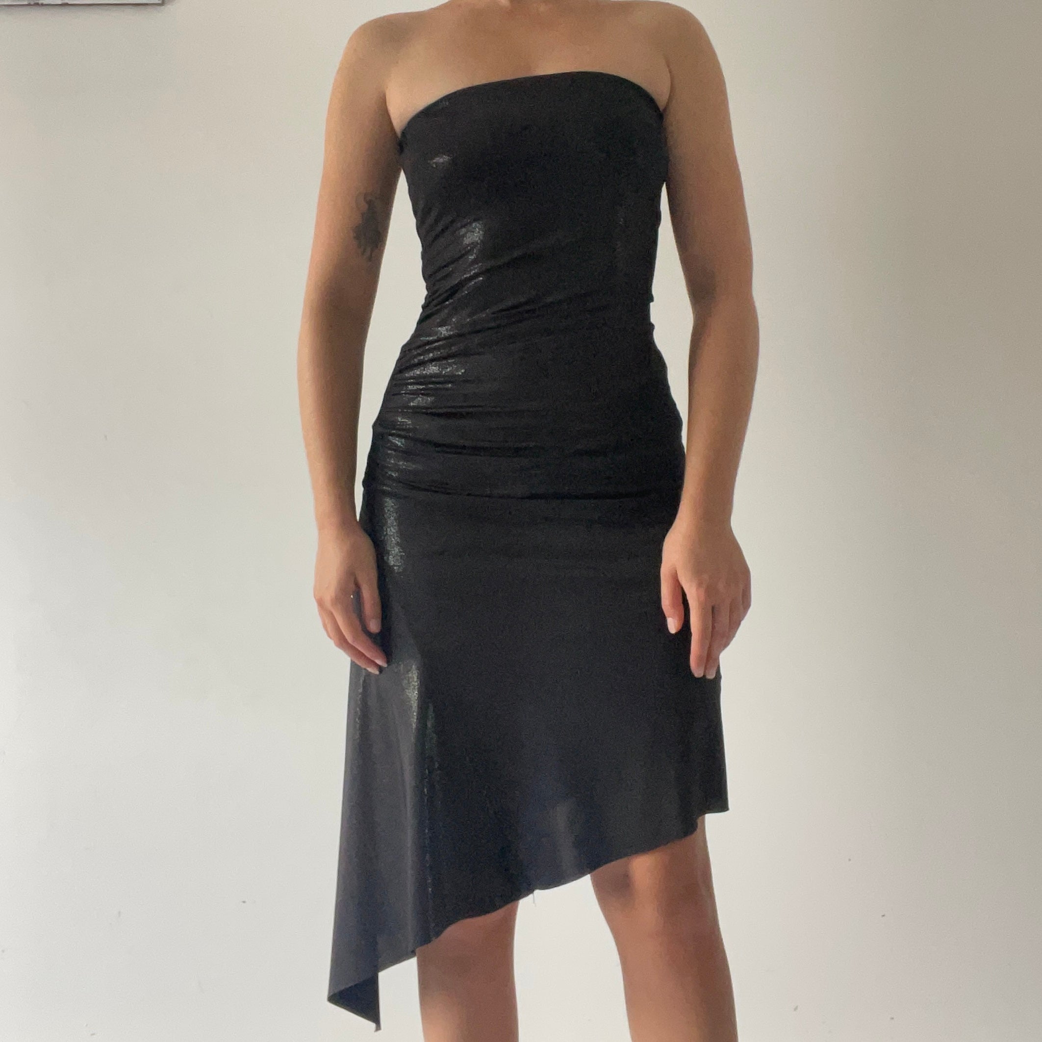 Strapless Asymmetric Midi Dress | 6-8