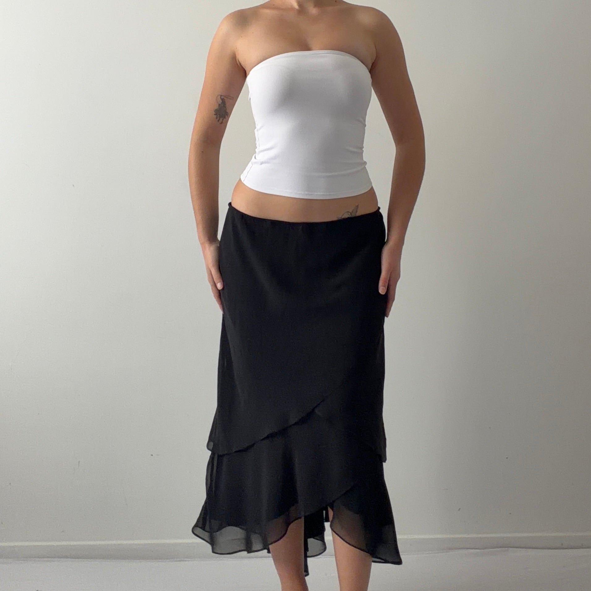 Dressbarn Ruffle Midi Skirt | Made in USA | L