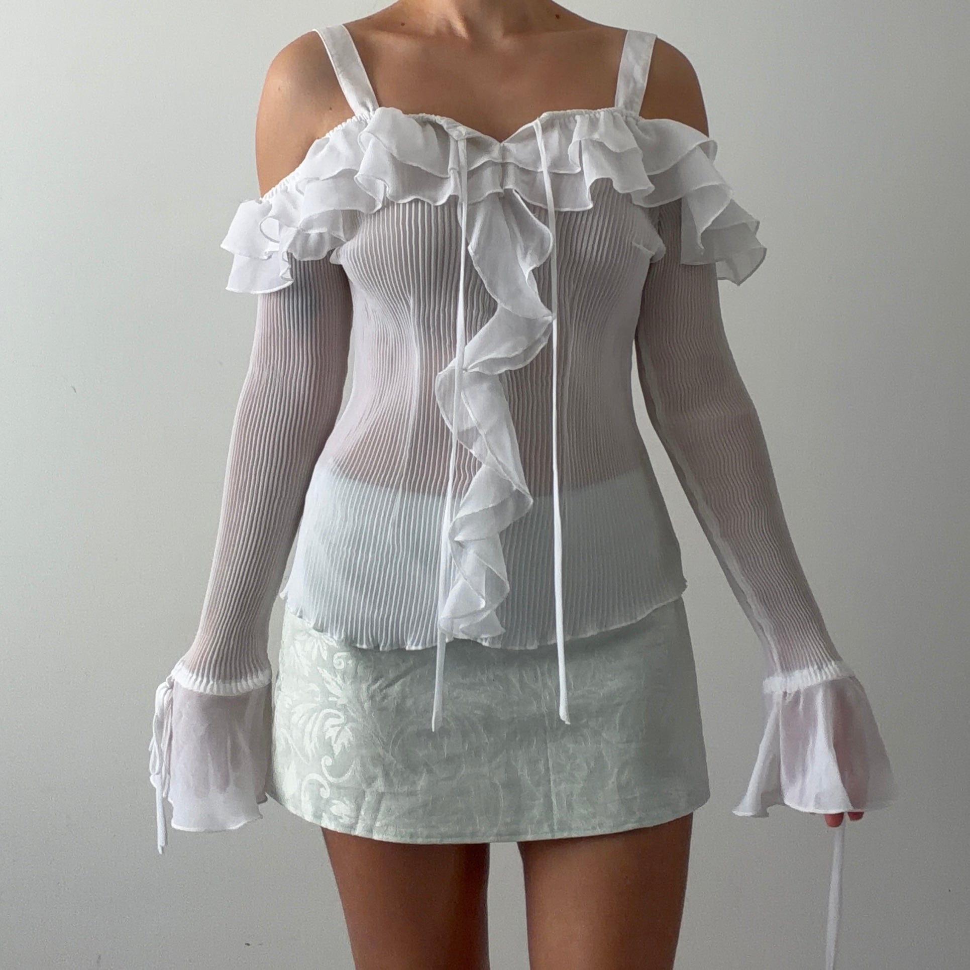 Kaelyn-Max Plissé Ruffle Top | M