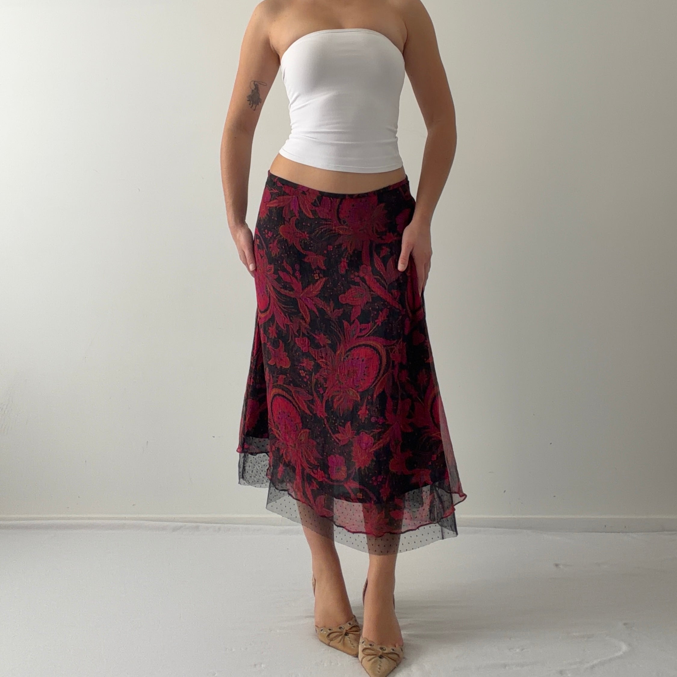 Dana Buchman Silk Midi Skirt | 12-14