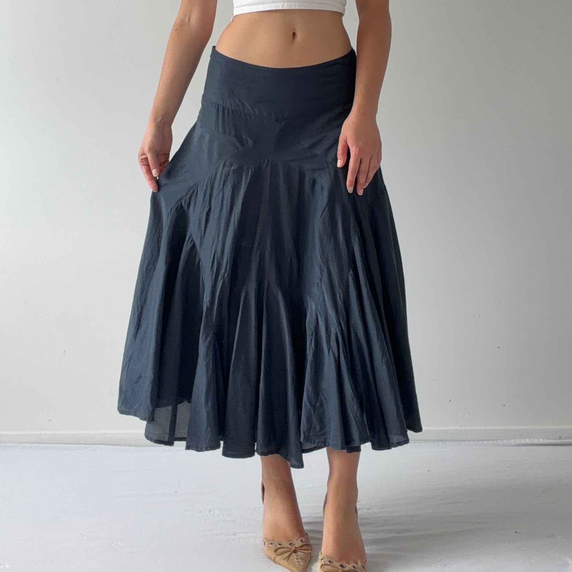 Jacqui E Silk Midi Skirt | 6-8