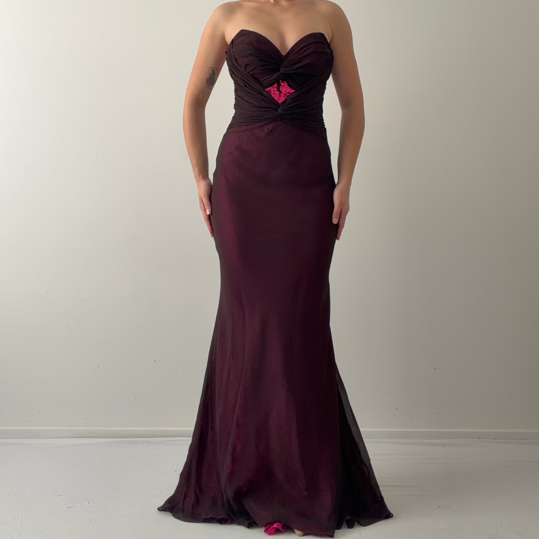 Silk Strapless Evening Dress | S