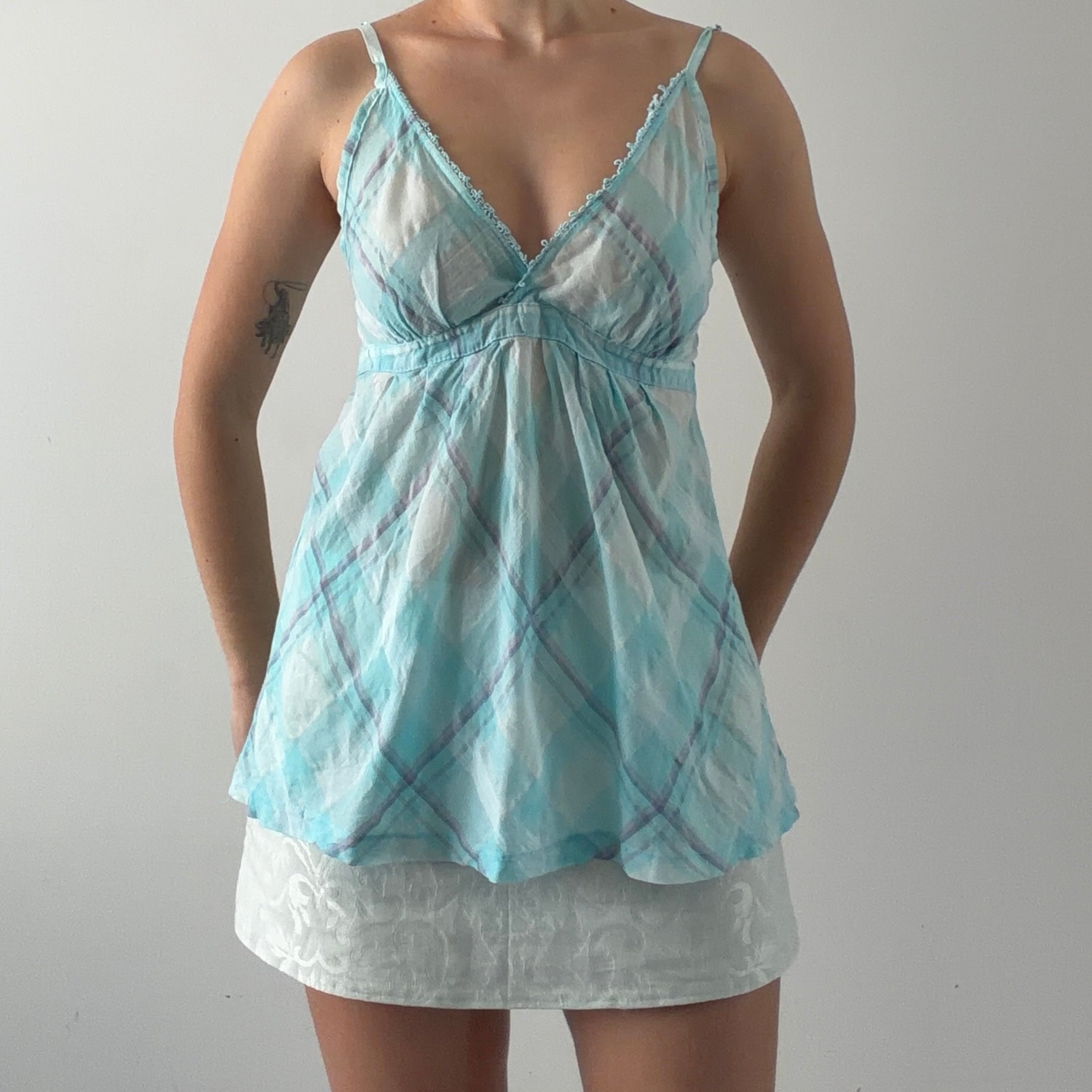 Lola & Liza Plaid Babydoll Top | Made in Italy | 8-10