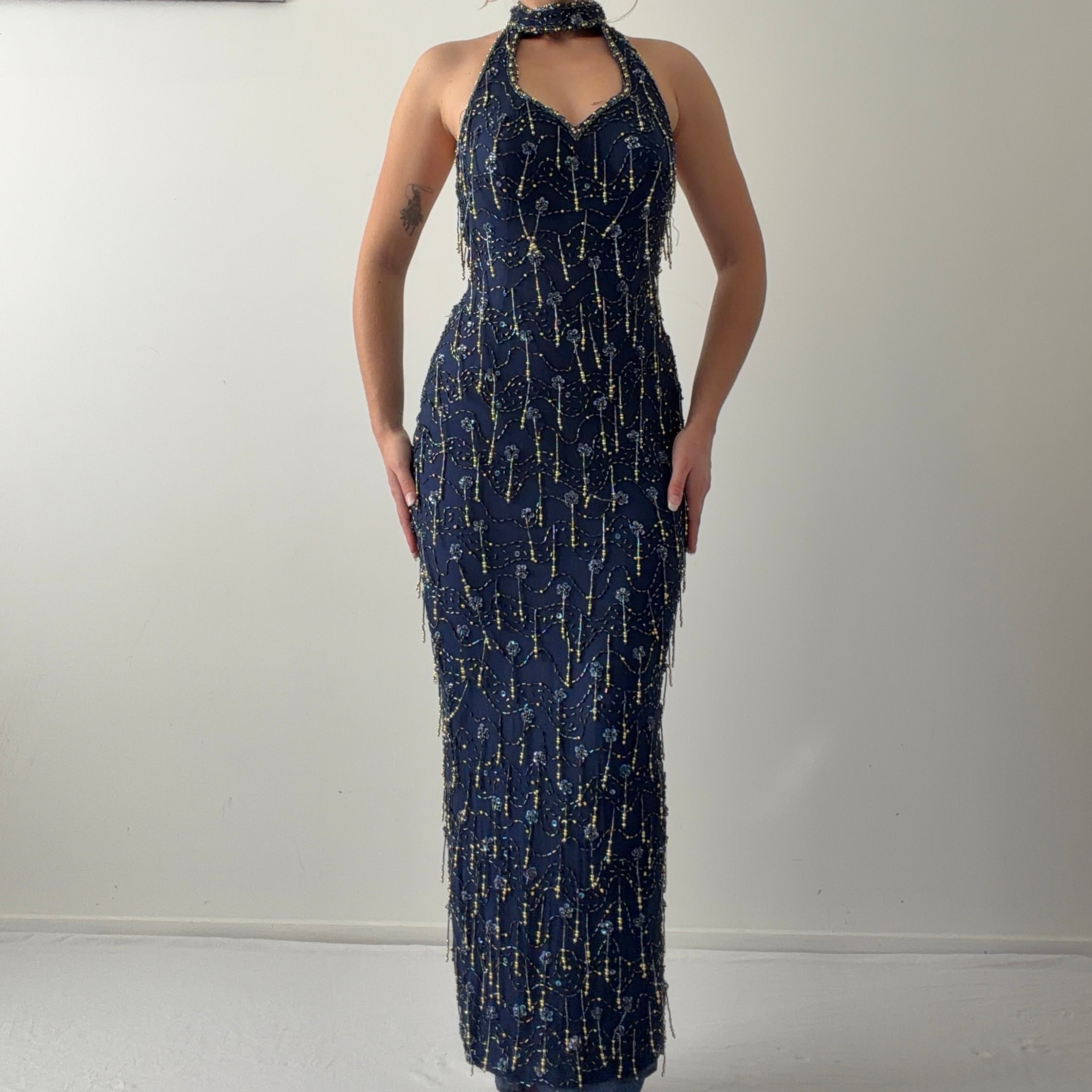 Mike Benet Silk Beaded Dress | XS