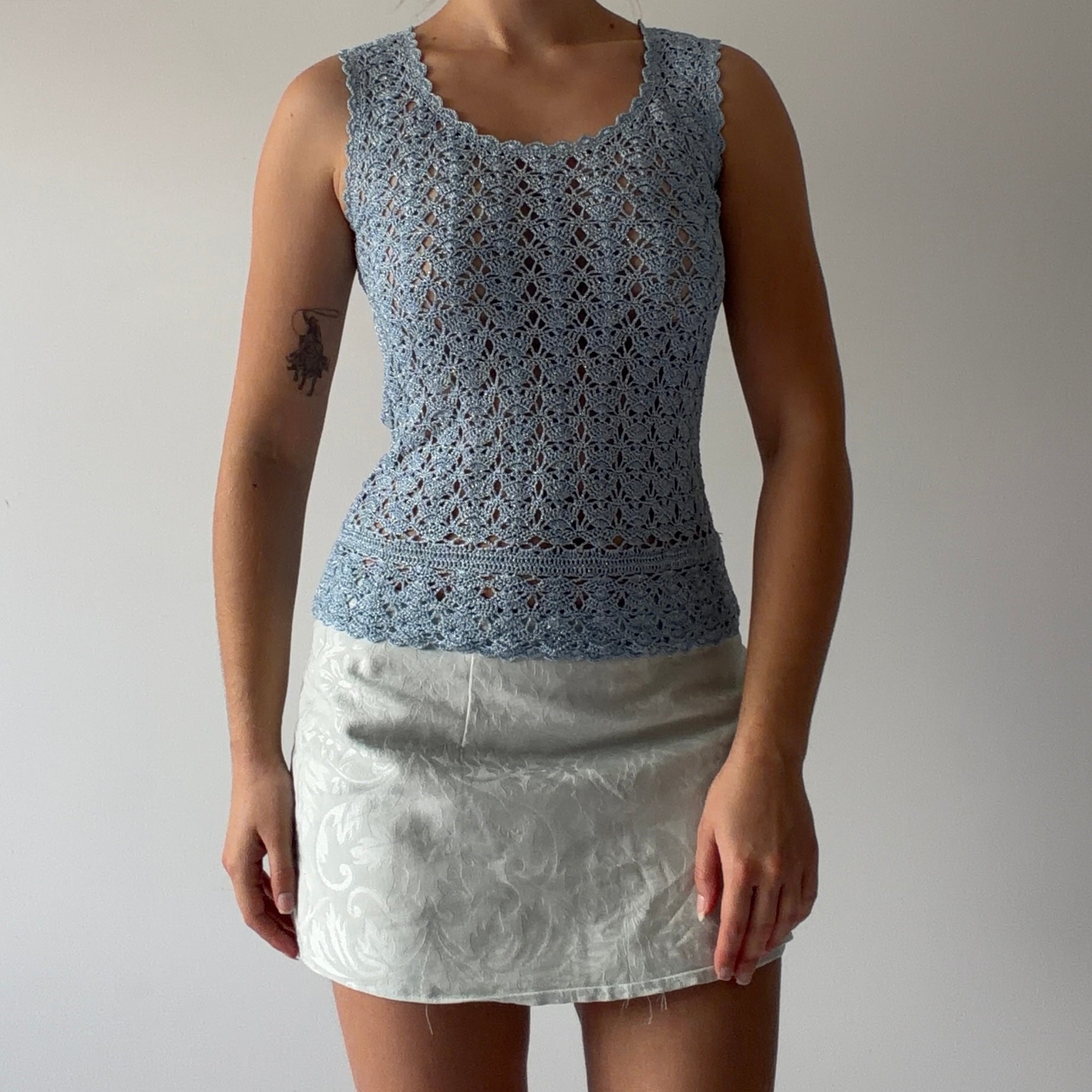 Studio Glittery Crochet Top | S