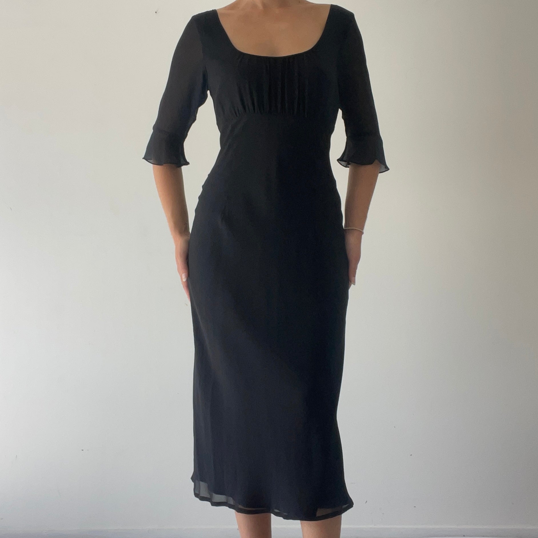 Silk Milkmaid Midi Dress | 8-10