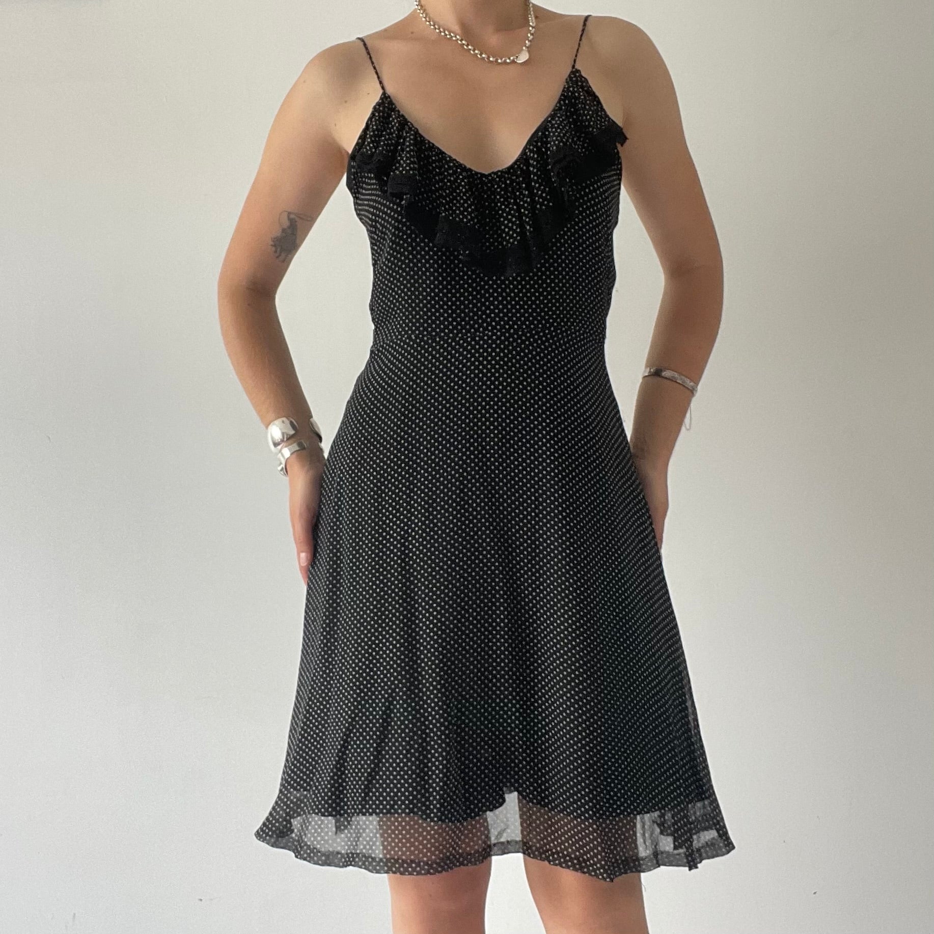 Olga Kapustina Silk Polka Dot Midi Dress | S