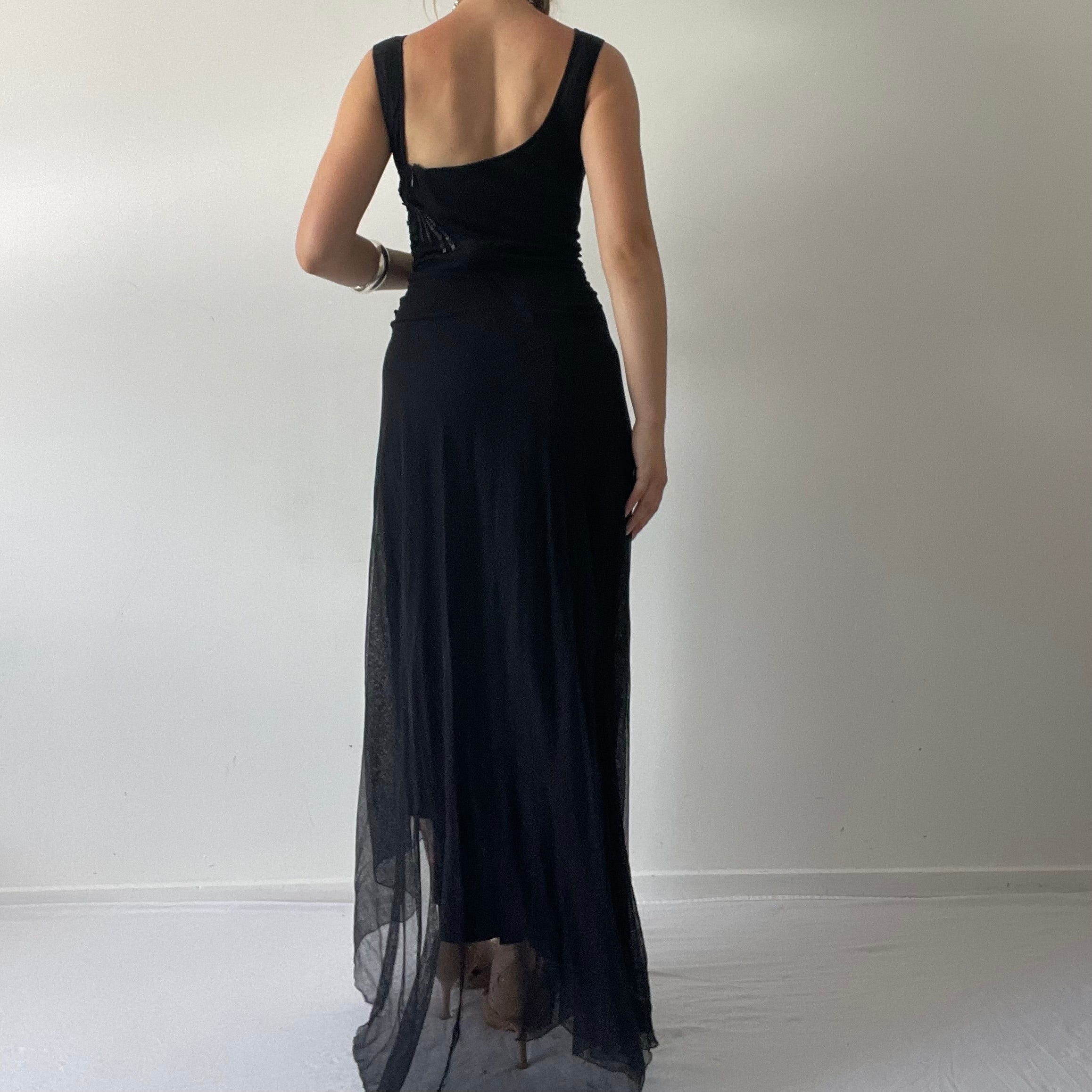 Carlson Silk Beaded Maxi Dress with Fairy Hem | 10-12