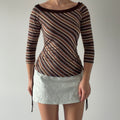 One 3/4 Sleeve Stripe Top | L