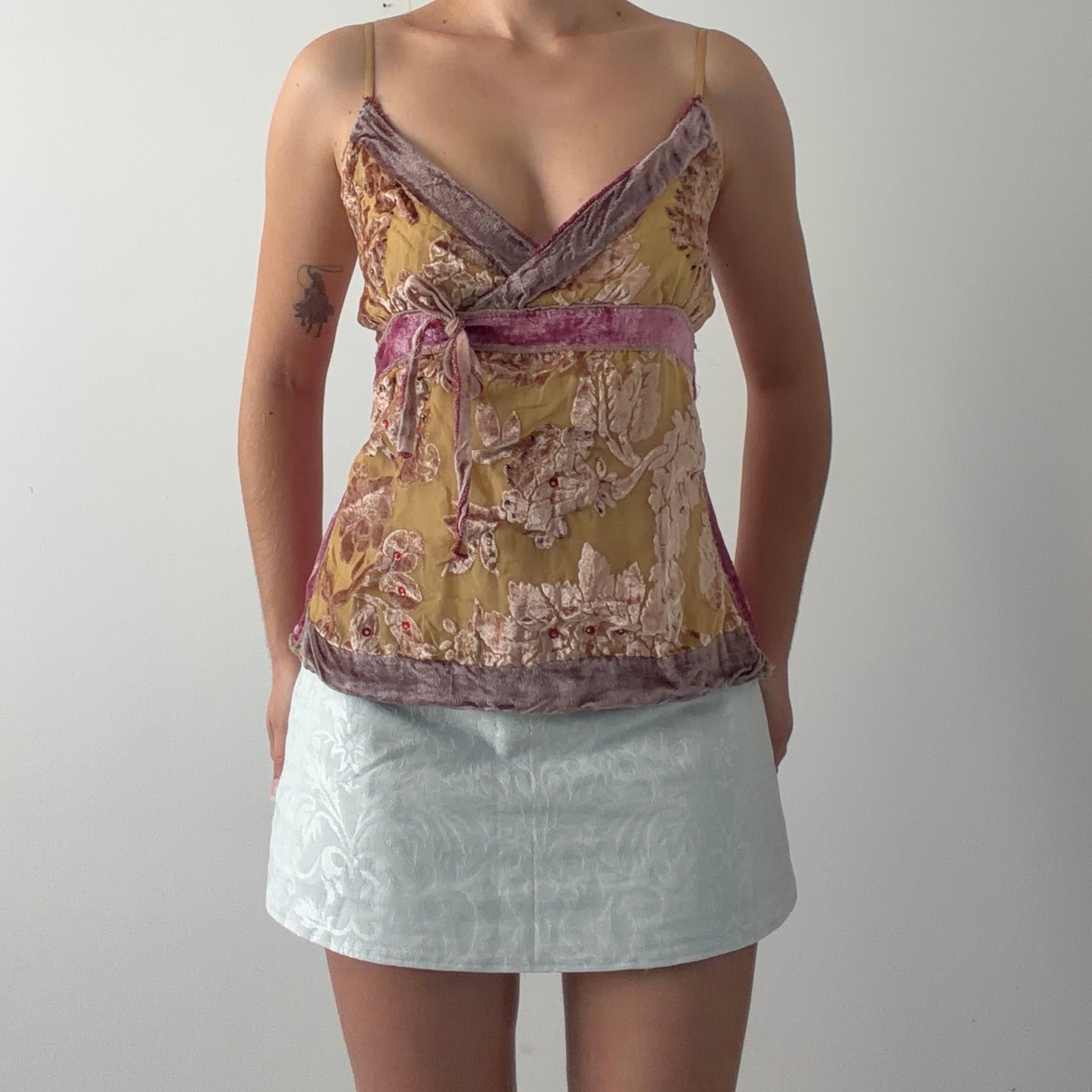Cortefiel Velvet Burnout Cami | 10-12