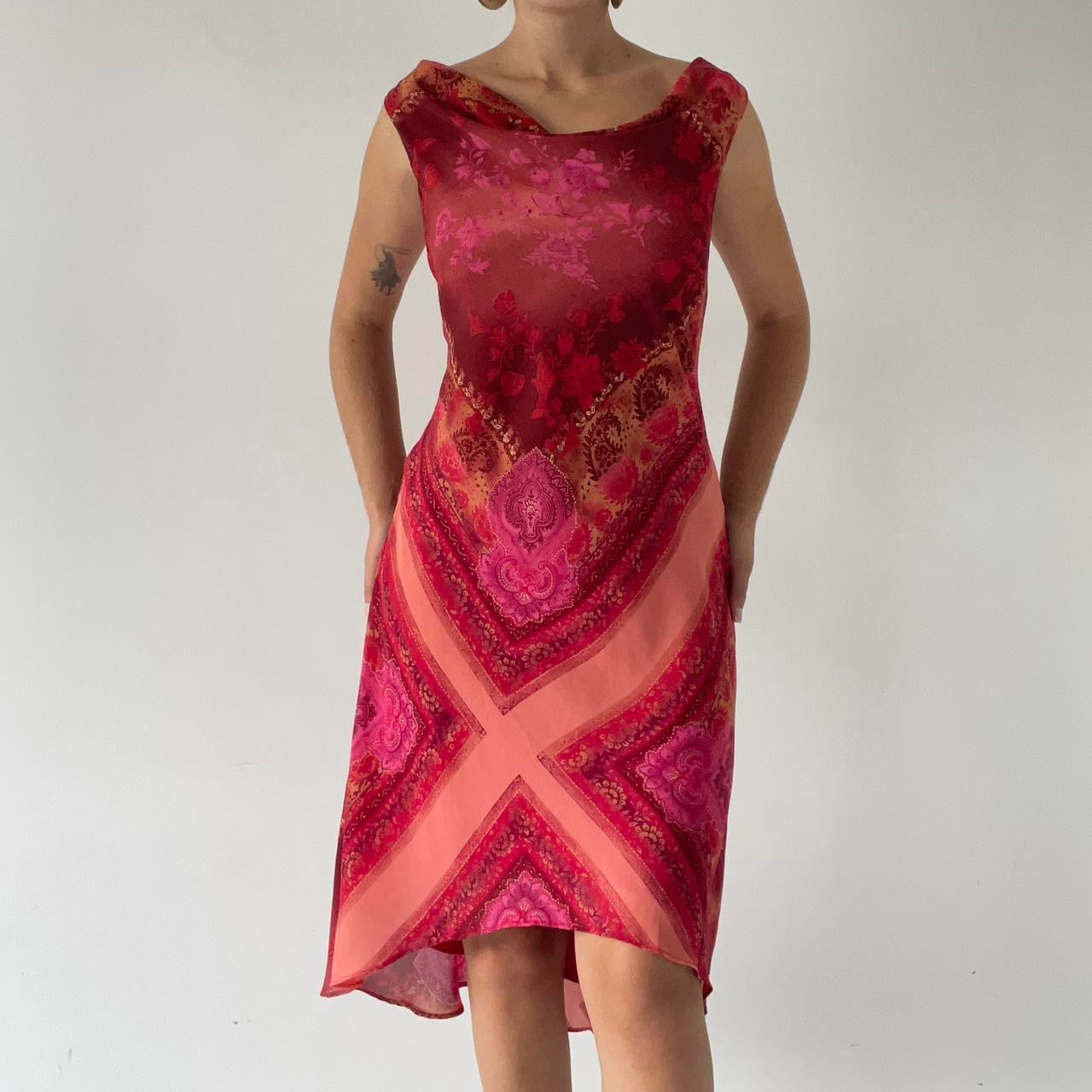 Paisley Cowl Midi Dress | Made in USA | 8-10