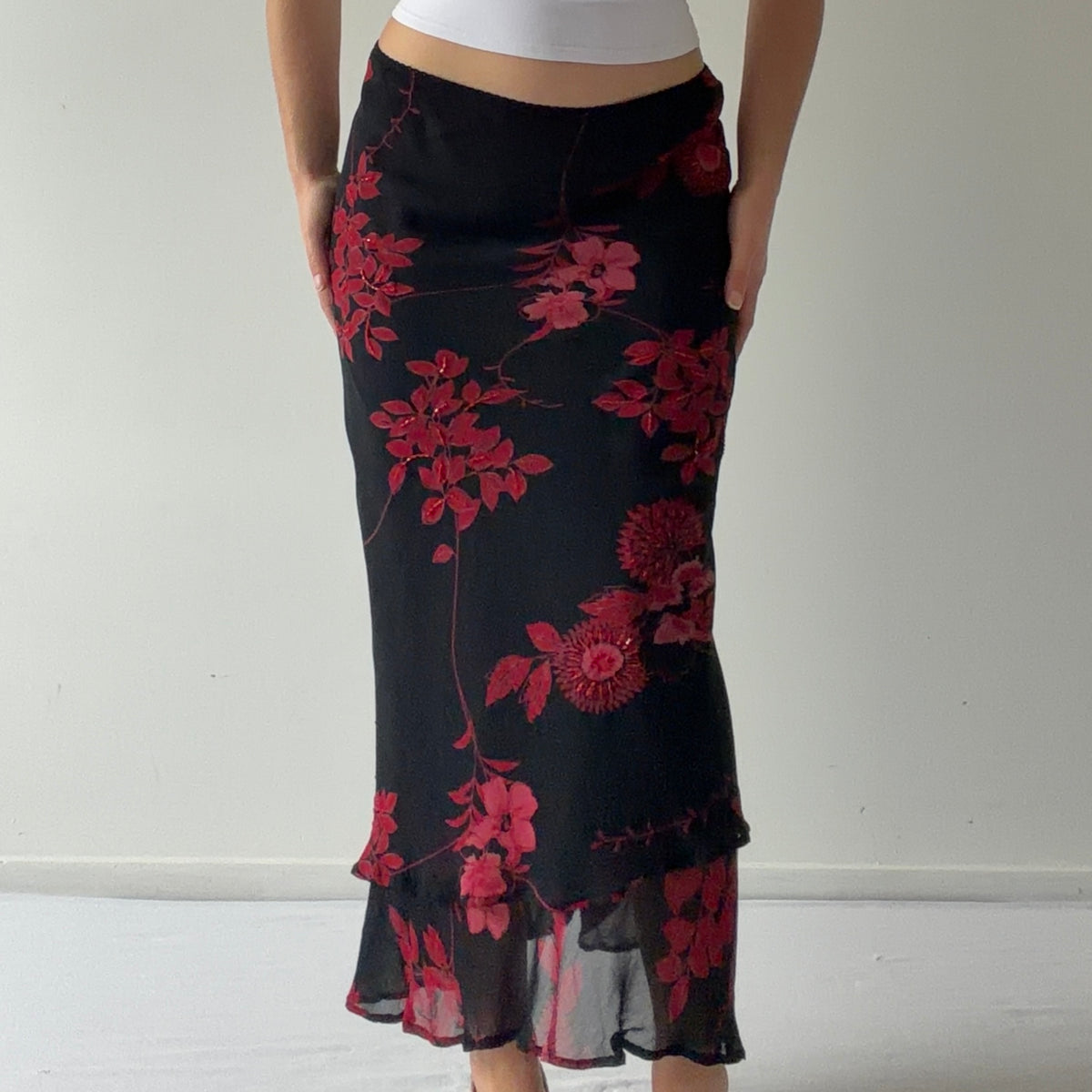 JM Collection Beaded Maxi Skirt | 12-14