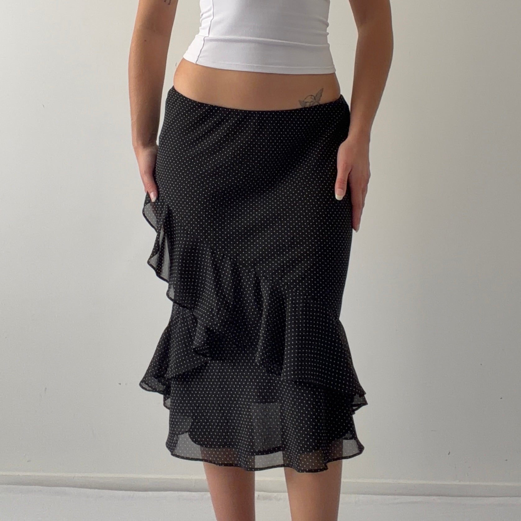 Chaps Polka Dot Ruffle Skirt | 10-14
