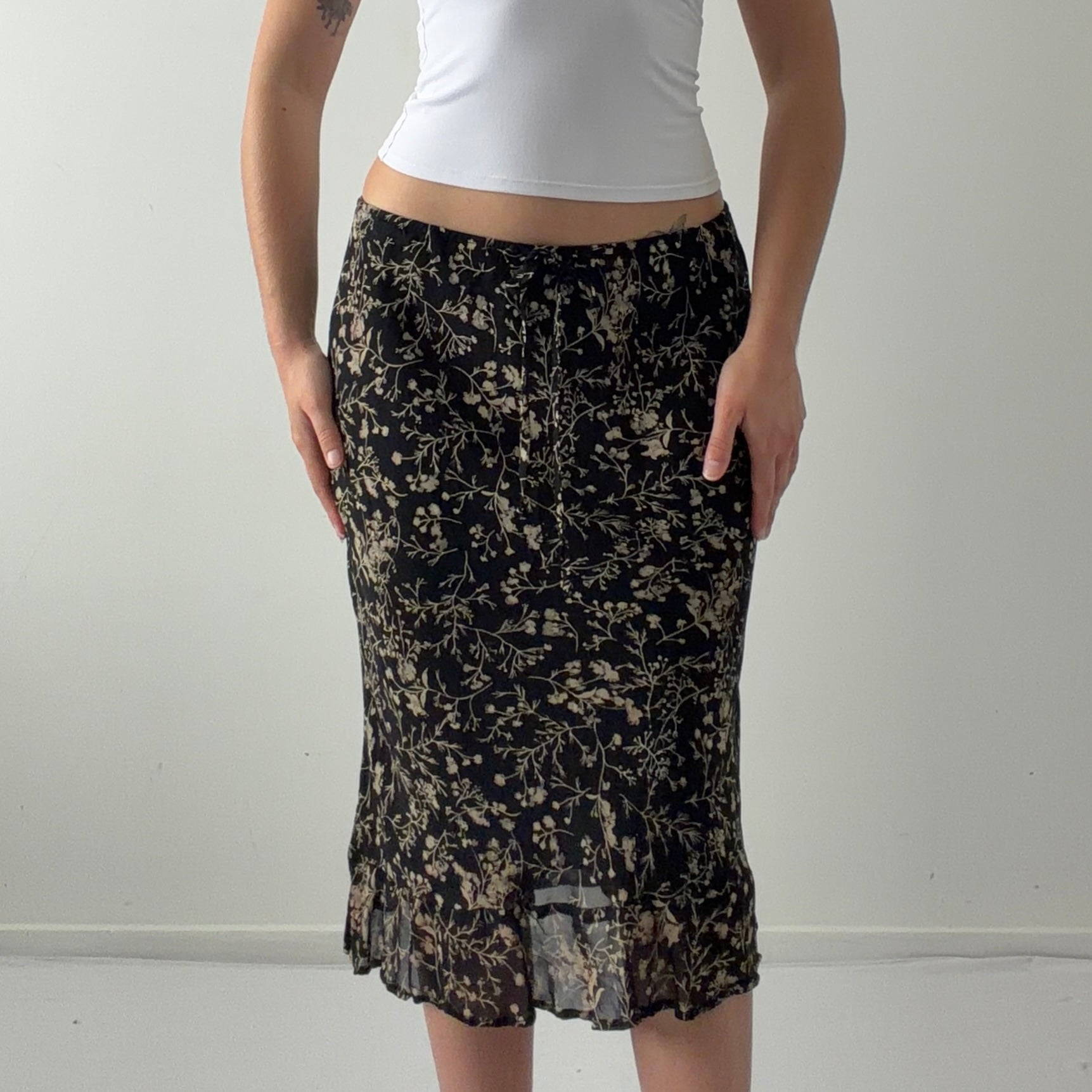 Lapris Los Angeles Floral Midi Skirt | Made in USA | S