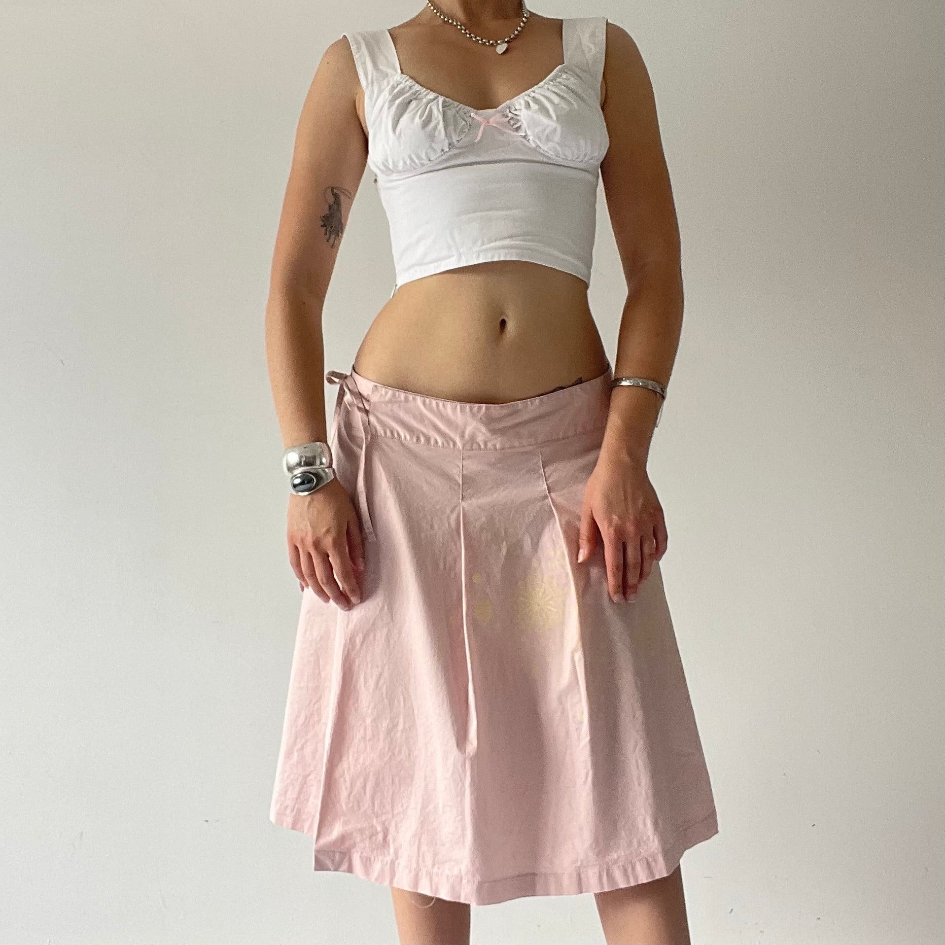 Spiral Pleated Wrap Midi Skirt | 8-10