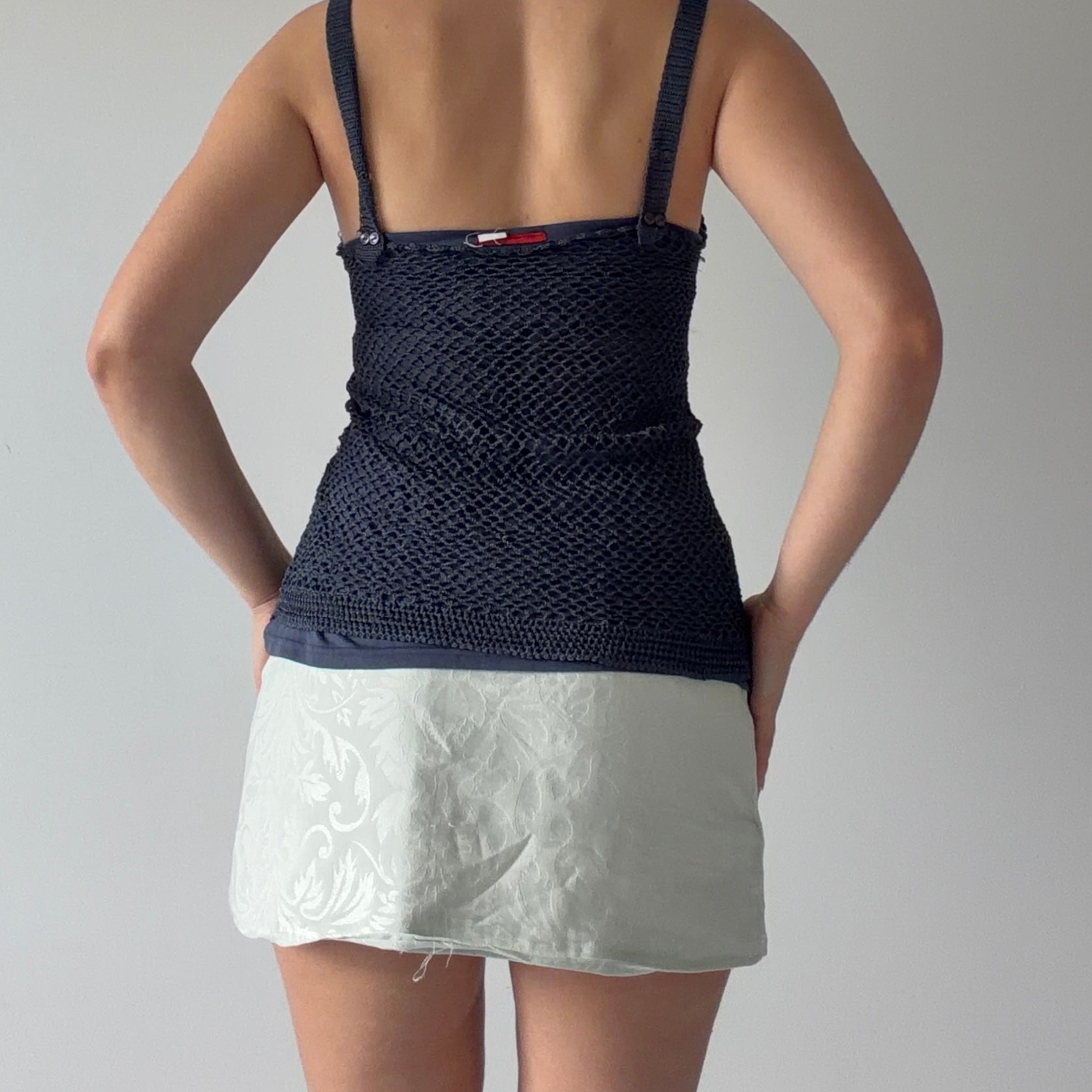 Tape Measure Beaded Crochet Top | M