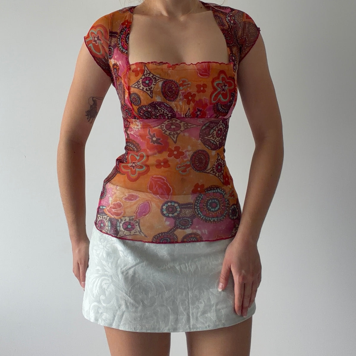 Promod Mesh Babydoll Top | S