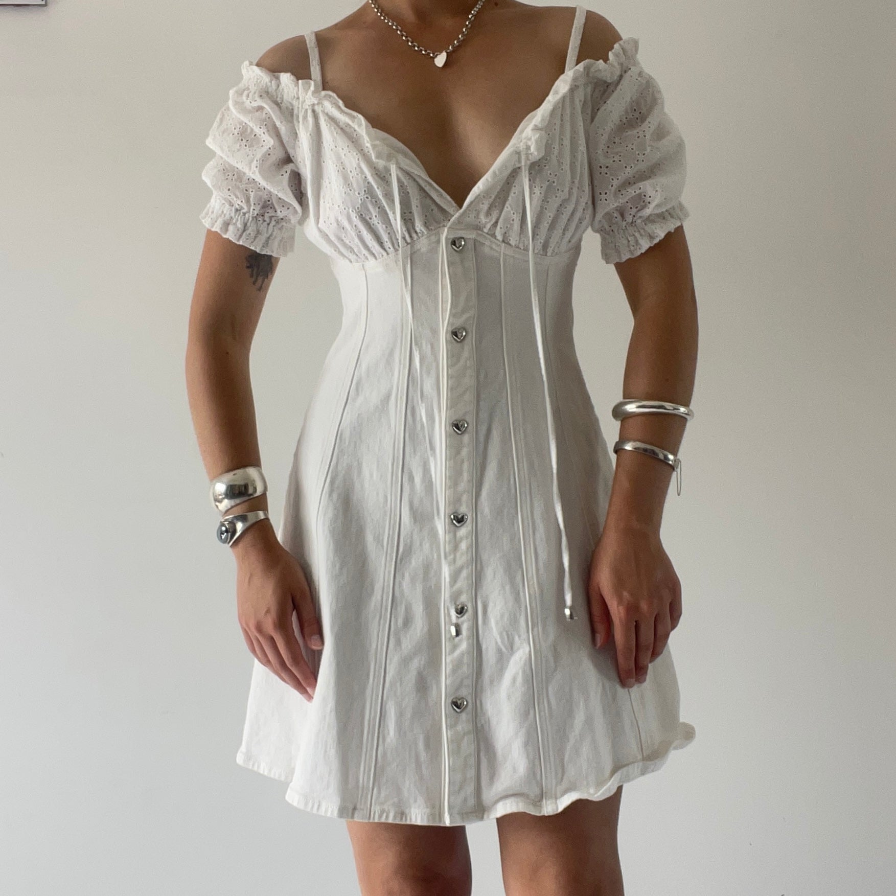 Prairie Puff Sleeve Broderie Mini Dress | 8-10
