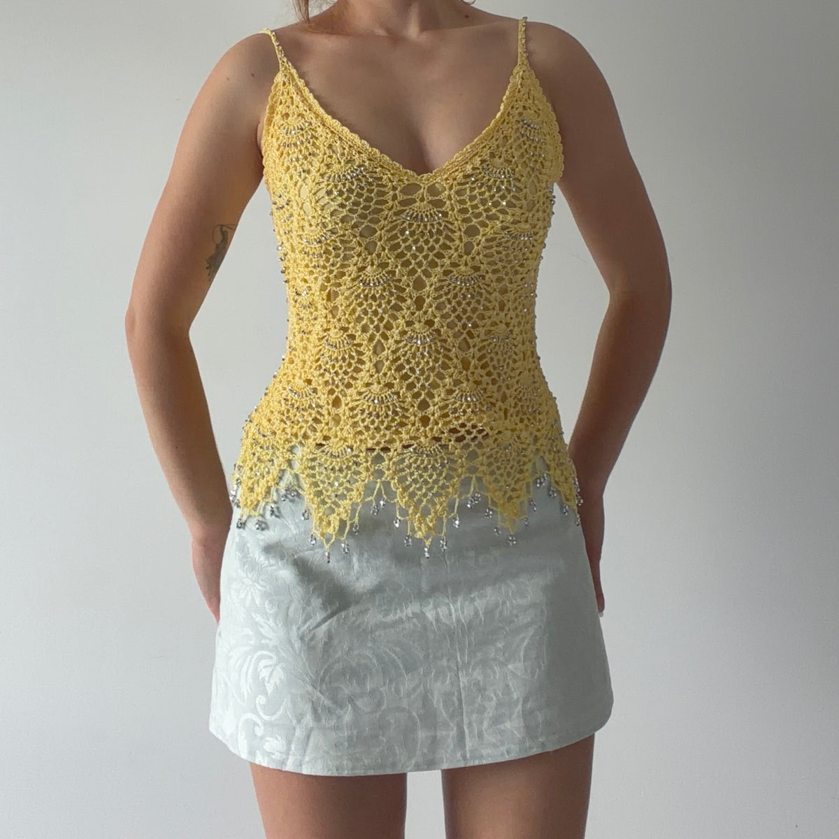 Beaded Crochet Cami Top | S
