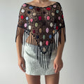 Beaded Crochet Poncho Top | OS