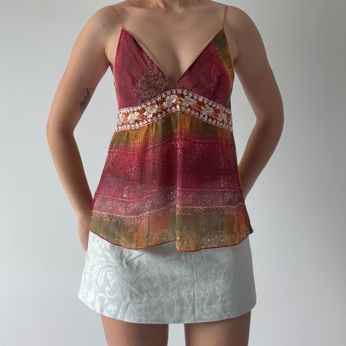 Blu Sand Beaded Cami | Made in Italy | XS